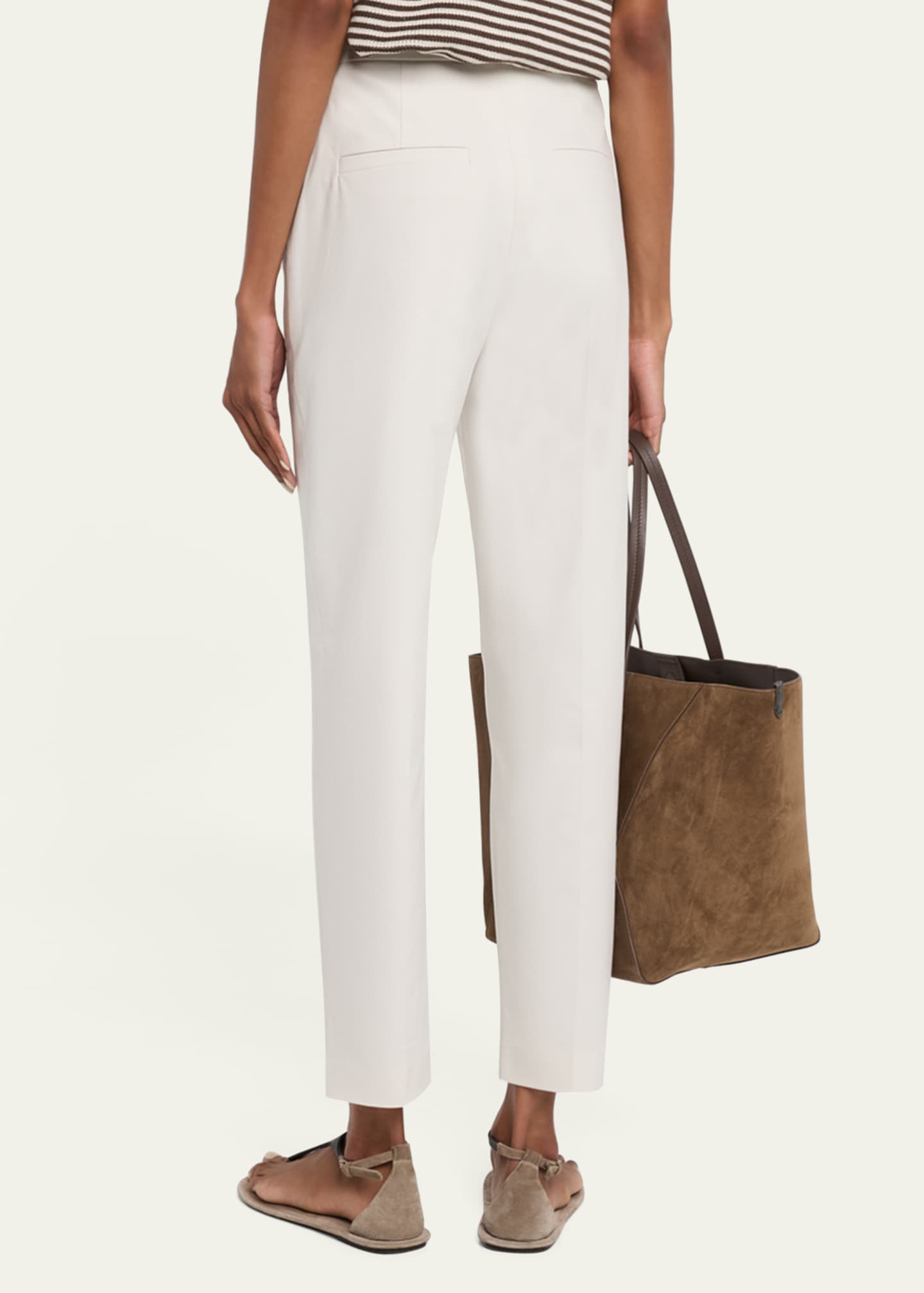 Brunello Cucinelli Monili Waist Straight-Leg Ankle Pants Image 3 of 5