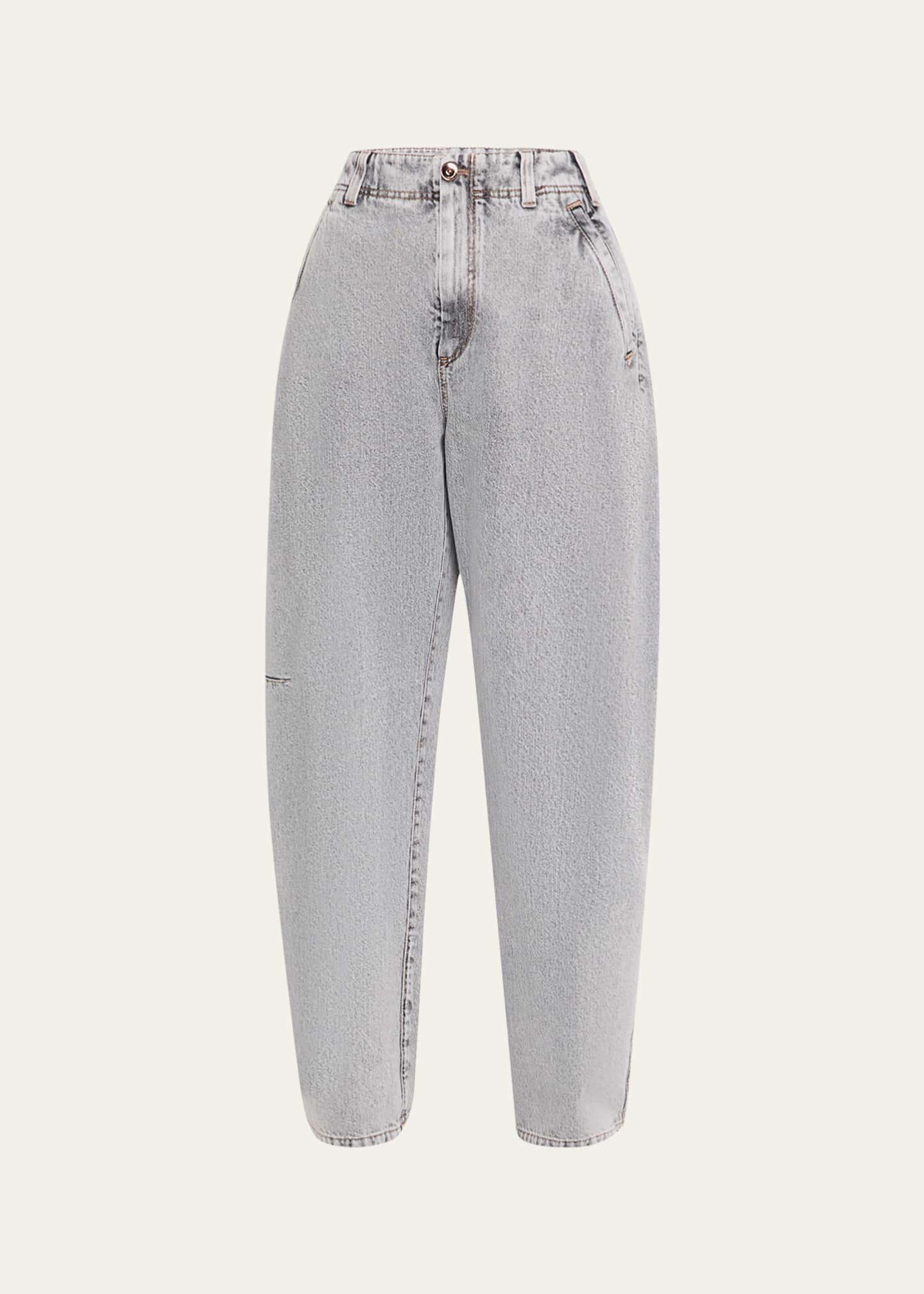 Brunello Cucinelli Denim Curve Pants, Grey Image 1 of 5