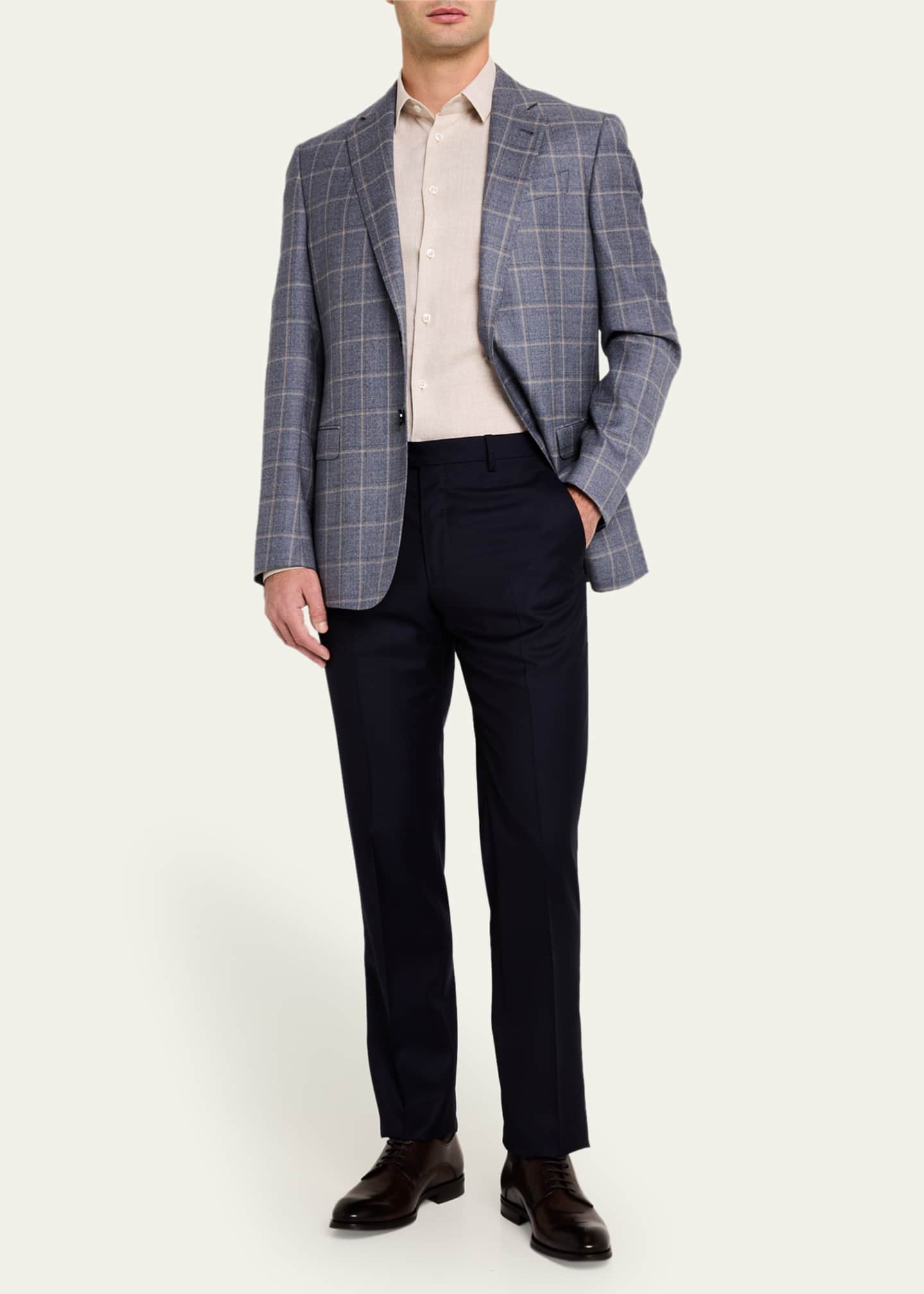 Giorgio Armani Men's Linen Houndstooth Sport Shirt Image 2 of 4