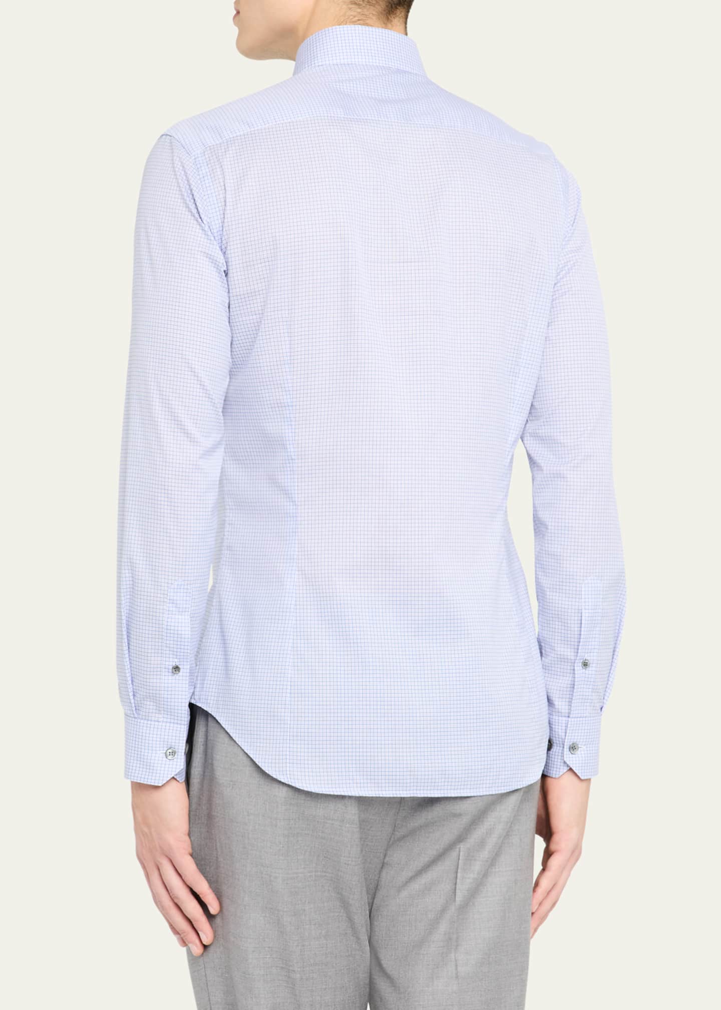 Giorgio Armani Men's Micro-Plaid Cotton Dress Shirt Image 3 of 5
