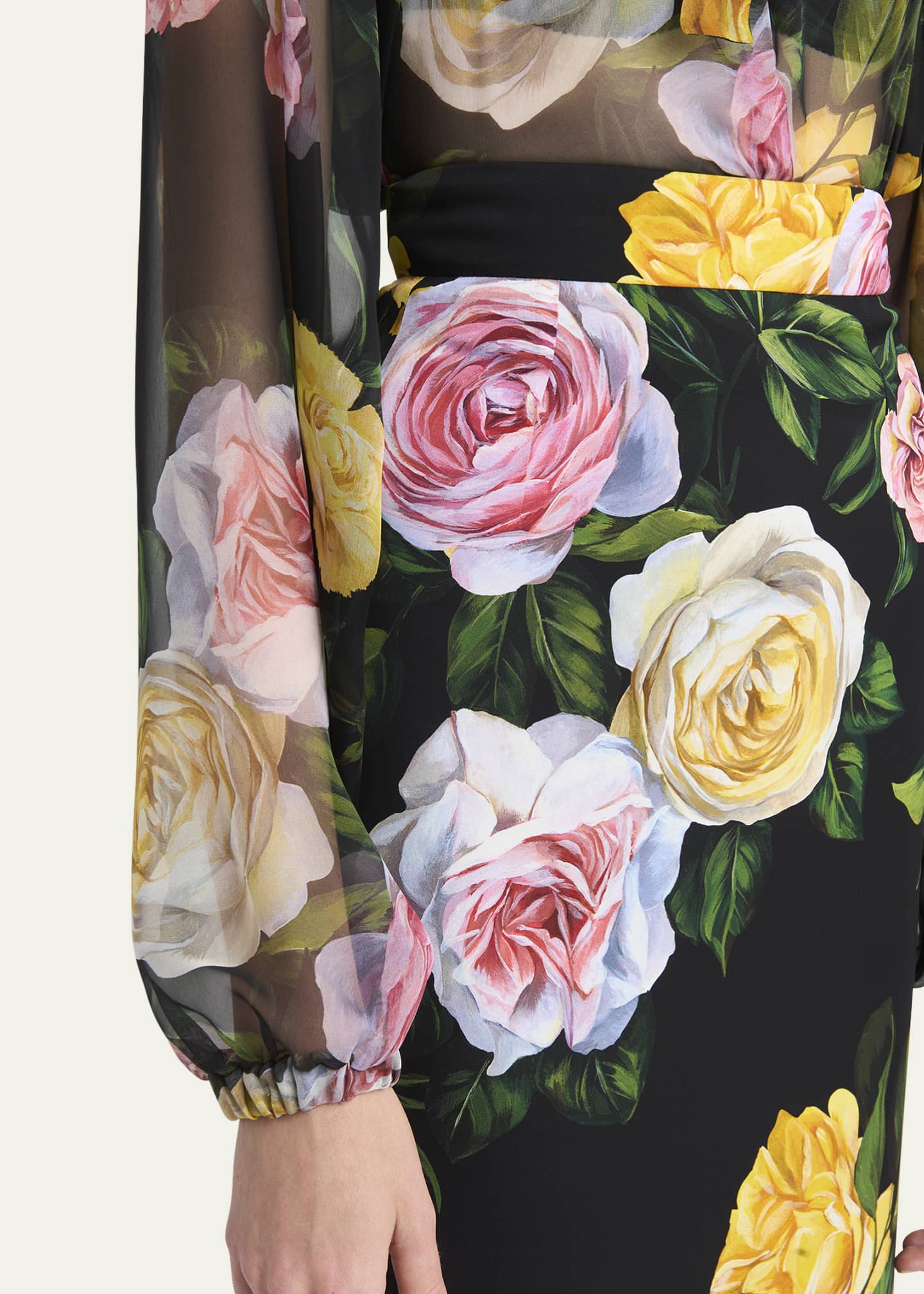 Floral Charmeuse Midi Skirt