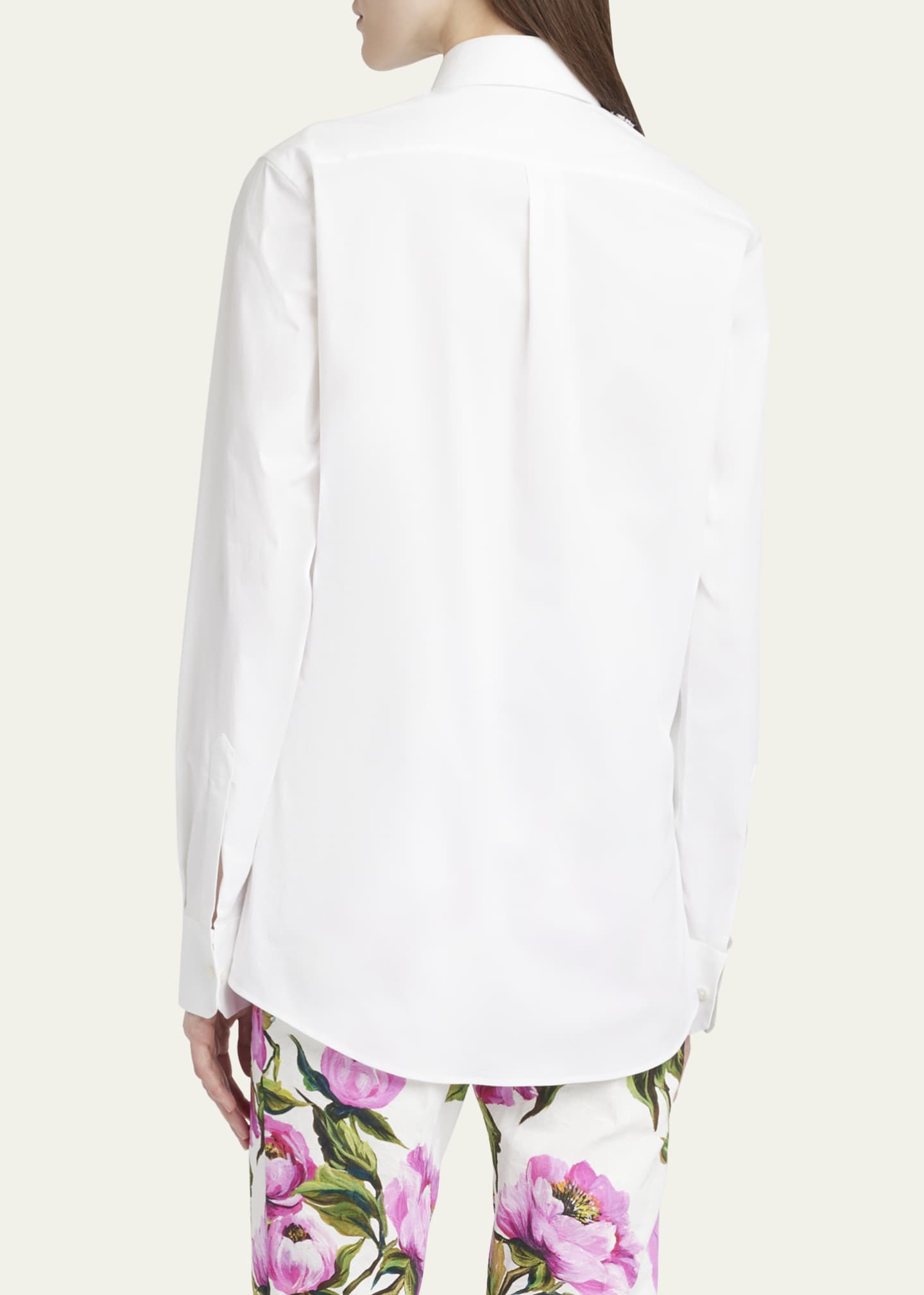 Dolce&Gabbana Lace Inset Poplin Button Down Blouse Image 3 of 5