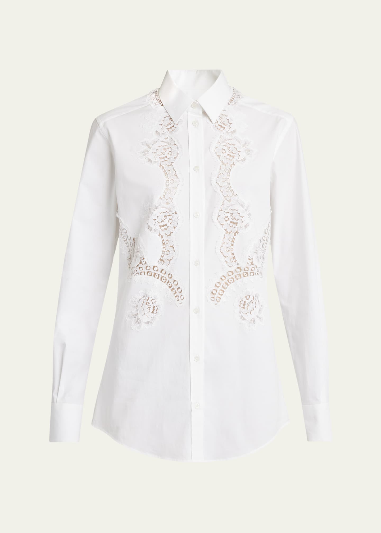 Dolce&Gabbana Lace Inset Poplin Button Down Blouse Image 1 of 5