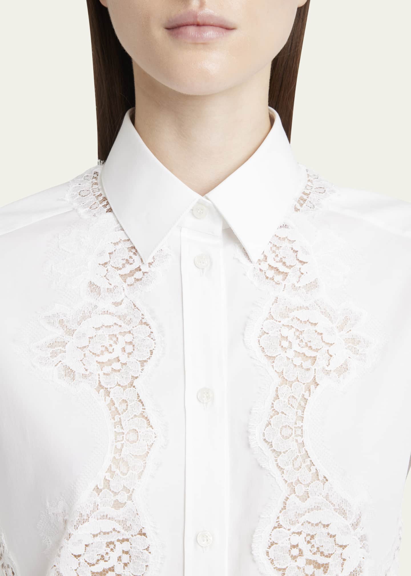Dolce&Gabbana Lace Inset Poplin Button Down Blouse Image 5 of 5