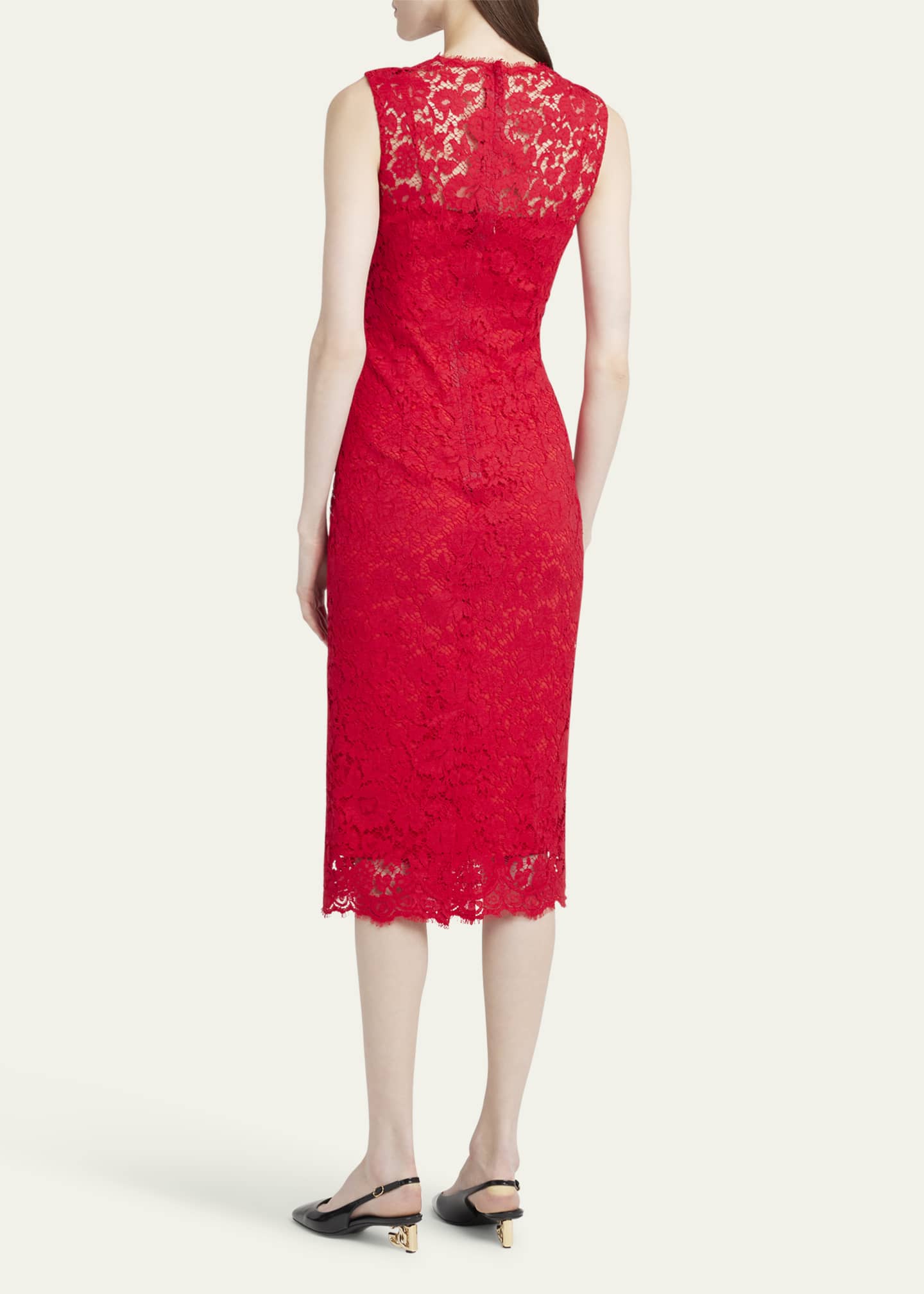 Dolce&Gabbana Frayed Floral Lace Midi Dress Image 3 of 5