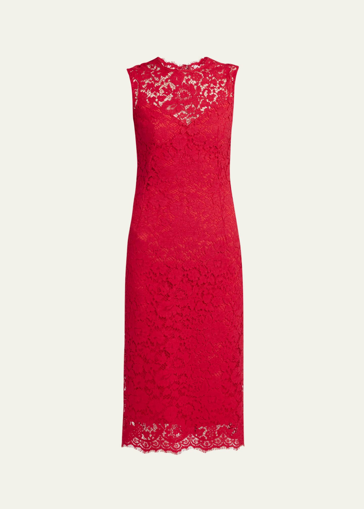 Dolce&Gabbana Frayed Floral Lace Midi Dress Image 1 of 5