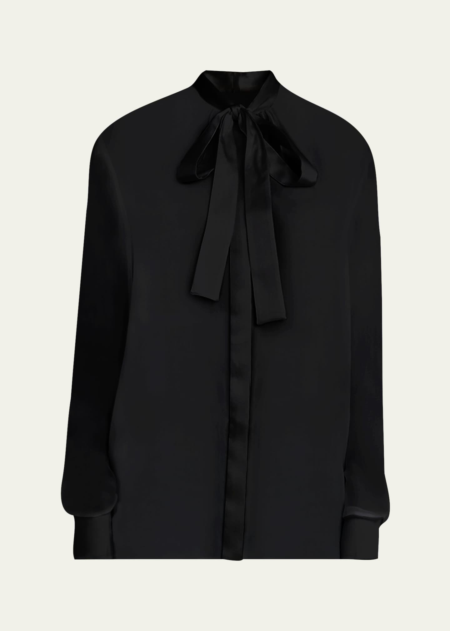 Chiffon Button Down Neck-Tie Blouse