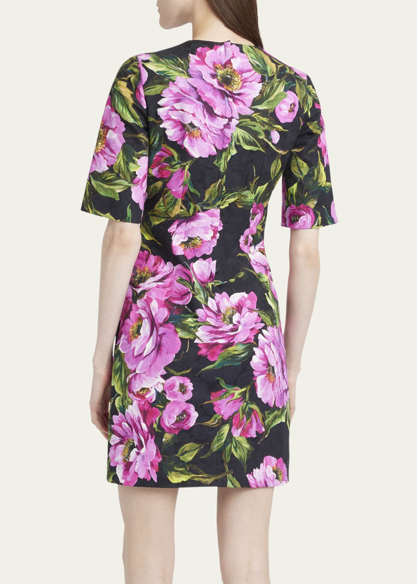 Floral Jacquard Mini Dress - Thumbnail 3