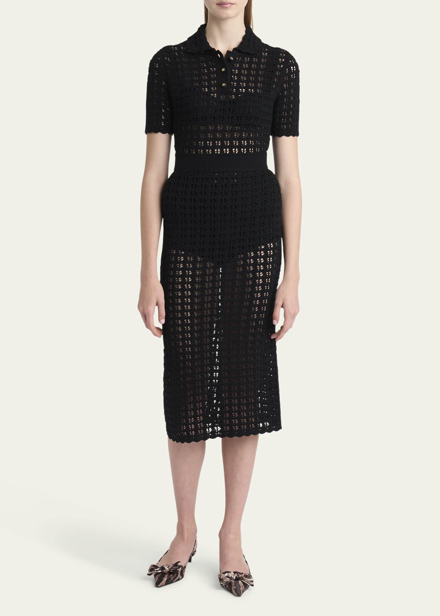 Dolce&Gabbana Crochet Pencil Midi Skirt Image 2 of 5