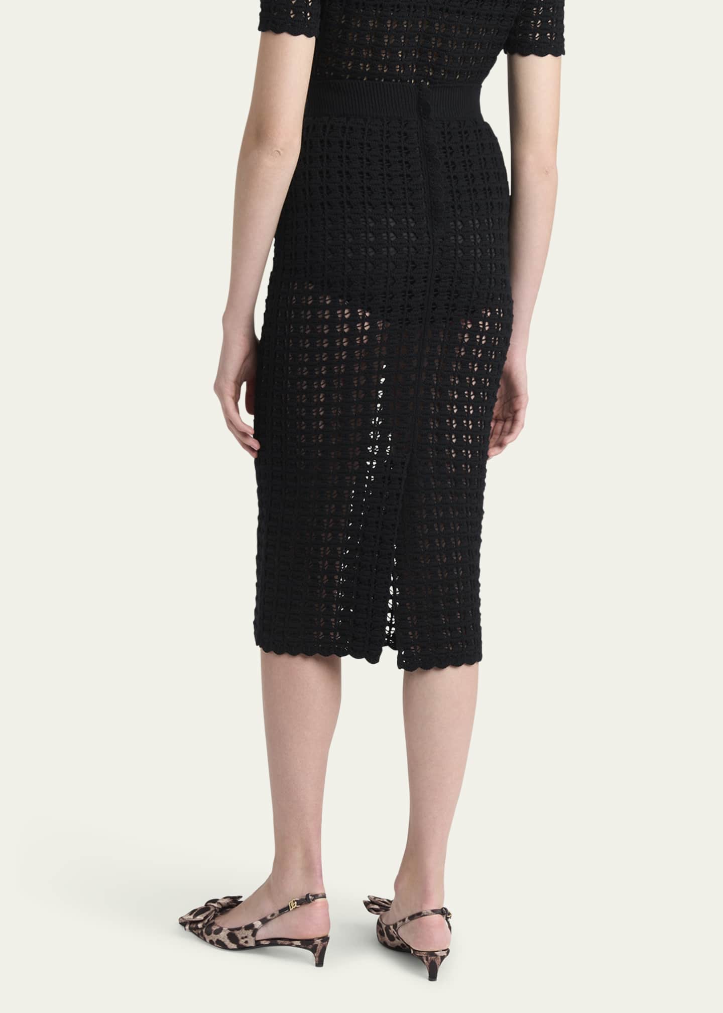 Dolce&Gabbana Crochet Pencil Midi Skirt Image 3 of 5