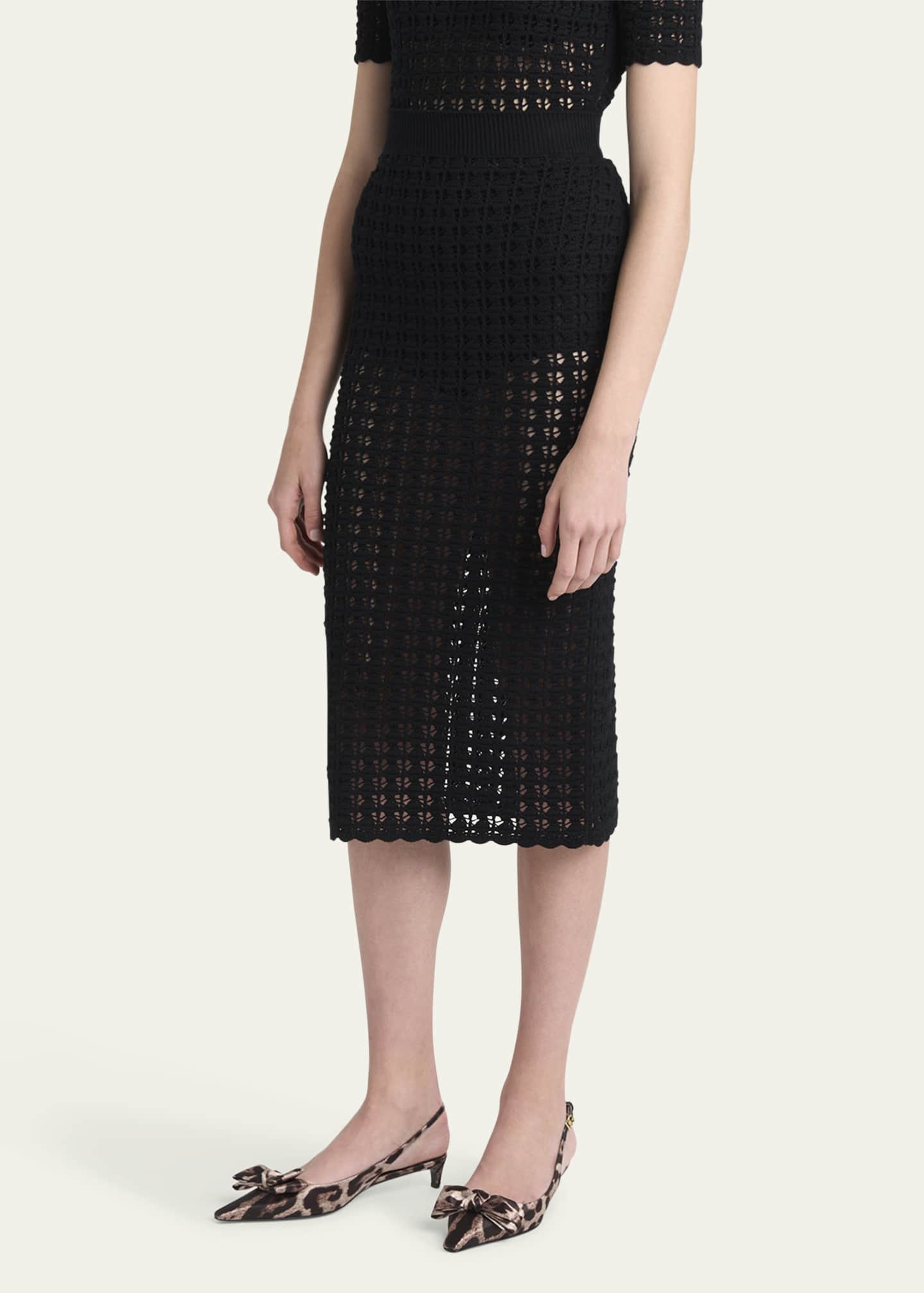 Dolce&Gabbana Crochet Pencil Midi Skirt Image 4 of 5