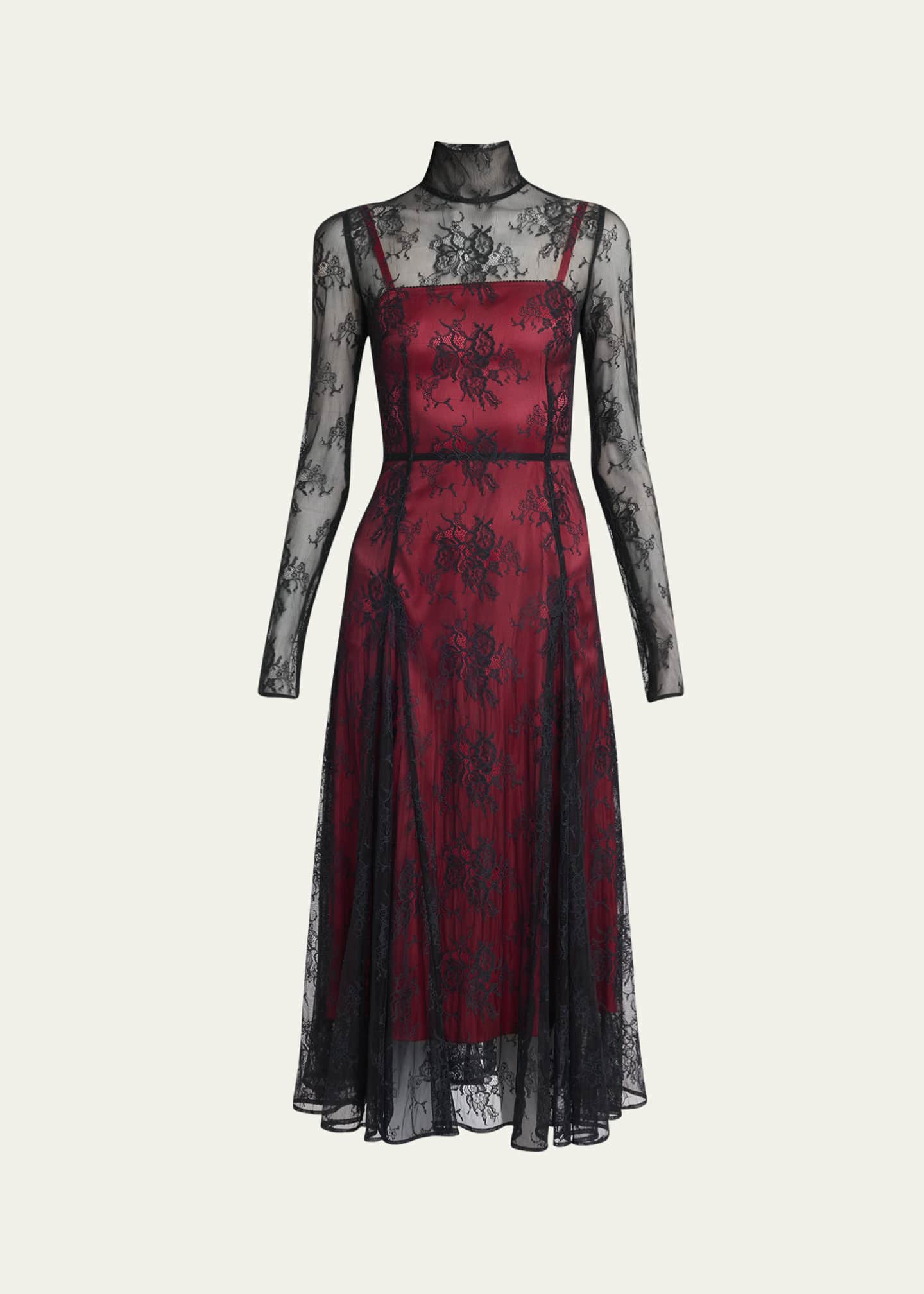 Chantilly Lace Fit-Flare Midi Dress