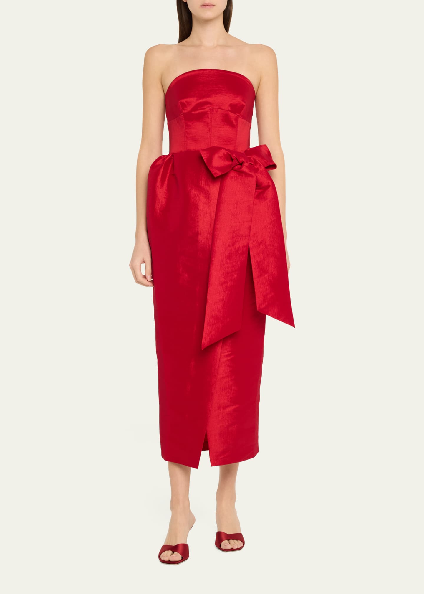 Kika Vargas Ava Strapless Long Dress with Bow Image 2 of 5