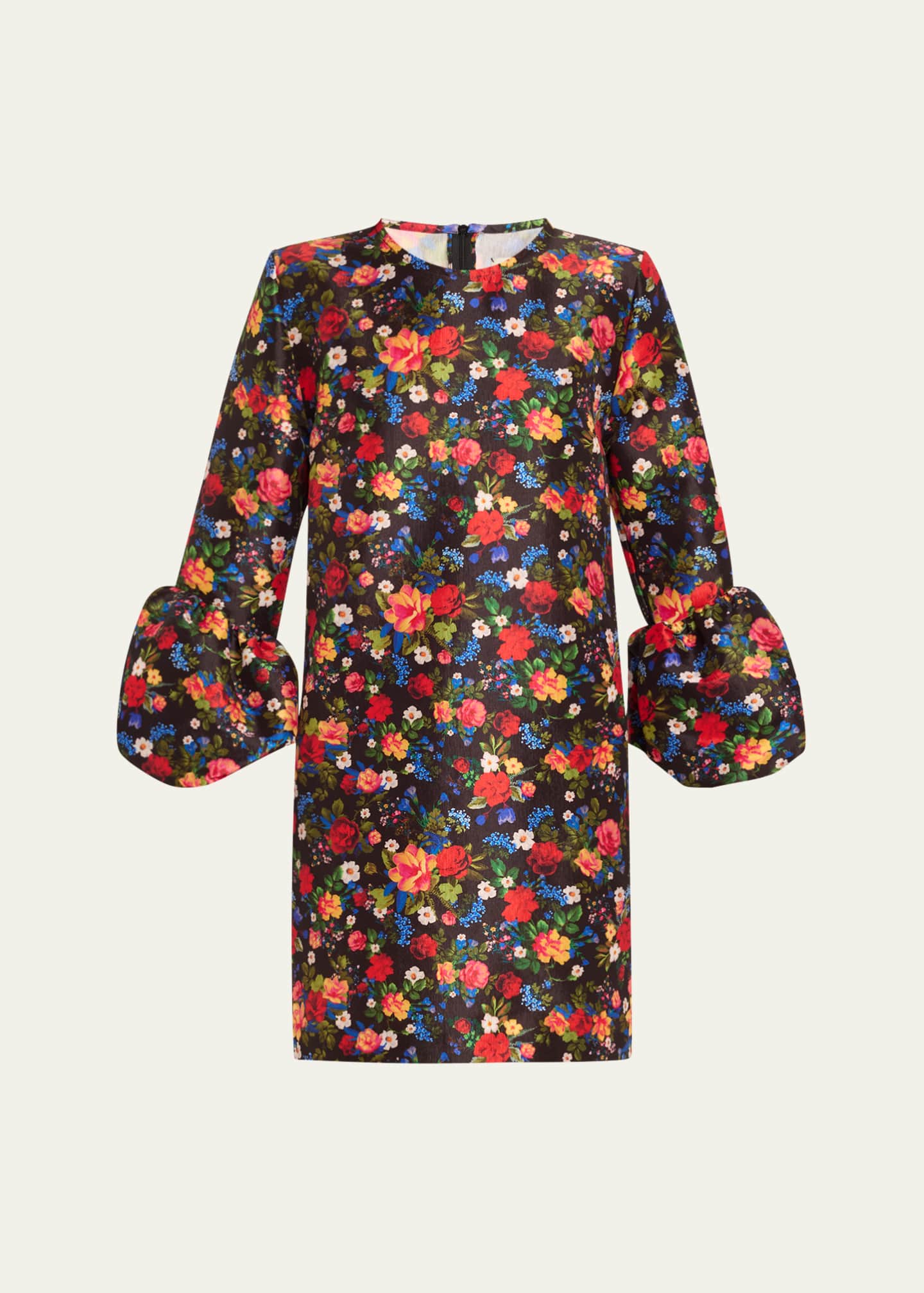 Kika Vargas Florence Floral Long-Sleeve Short Dress