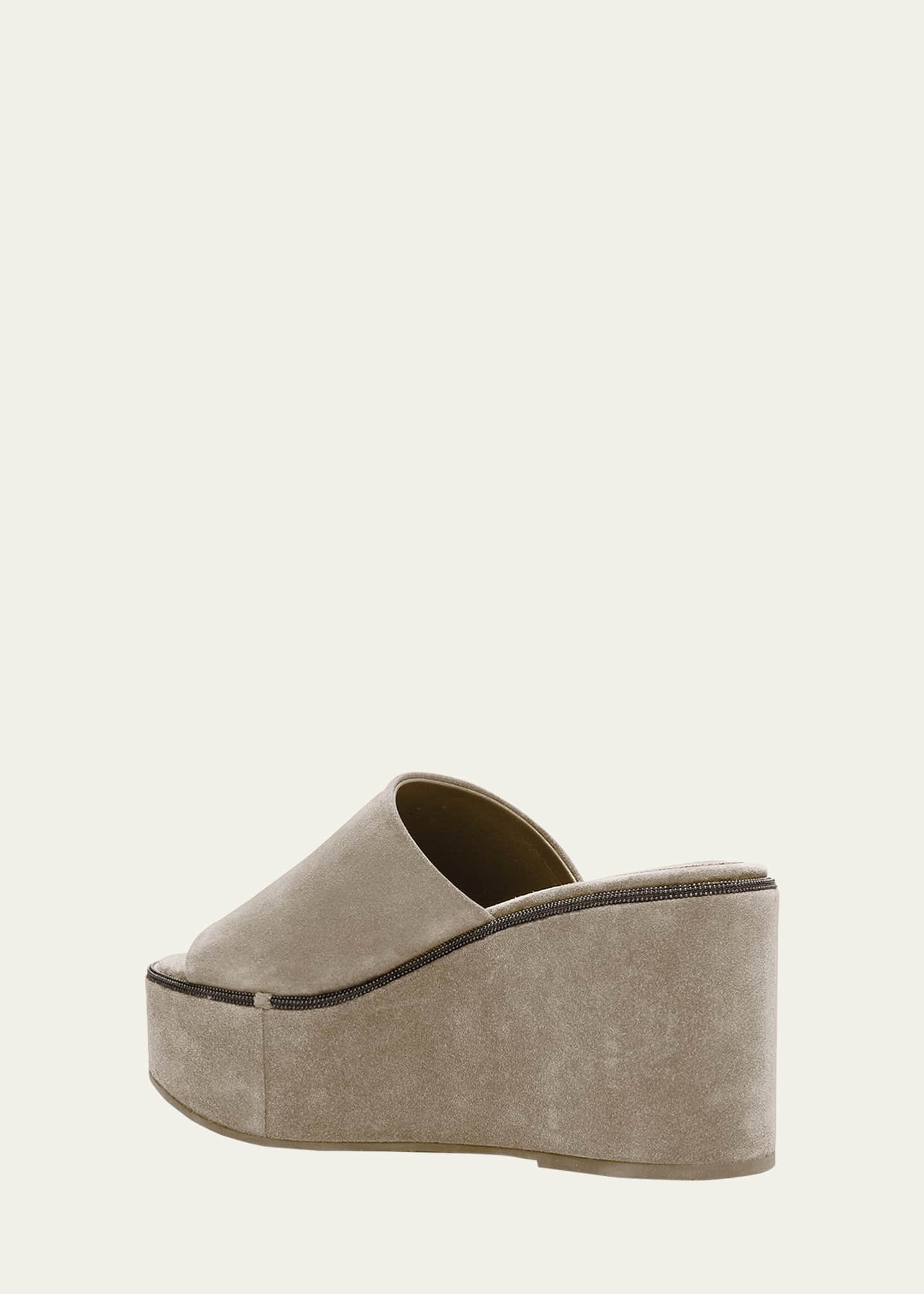 Brunello Cucinelli Suede Platform Slide Sandals Image 4 of 6