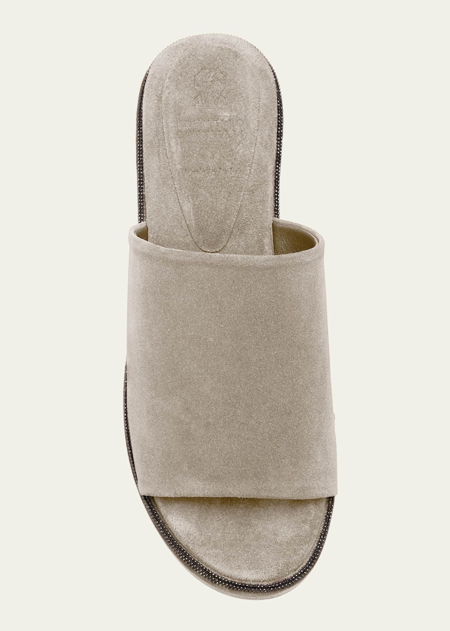 Brunello Cucinelli Suede Platform Slide Sandals Image 6 of 6