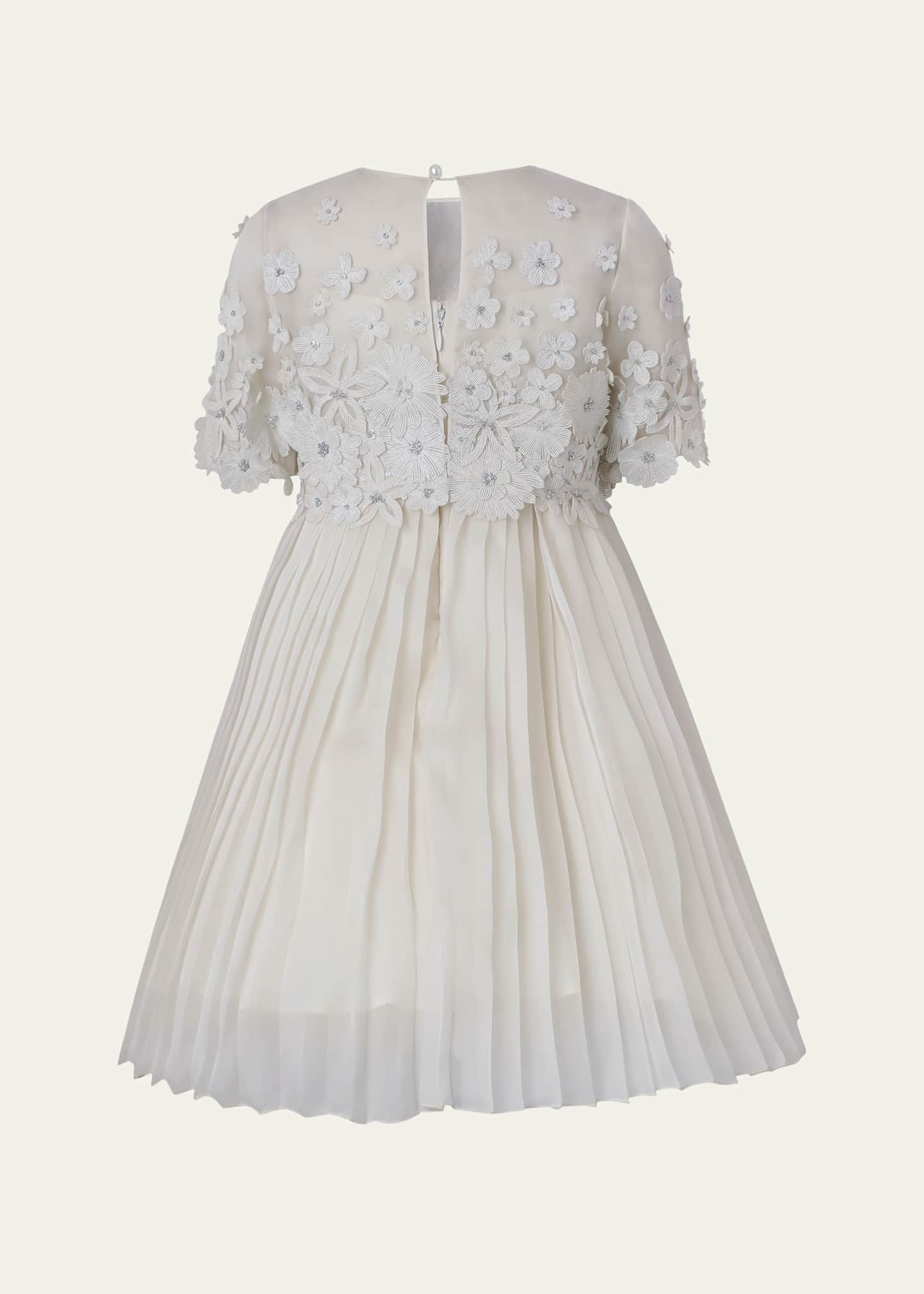 Maison Ava Girl's Leonie Pleated Floral Applique Mini Dress, Size 6-10 Image 2 of 3