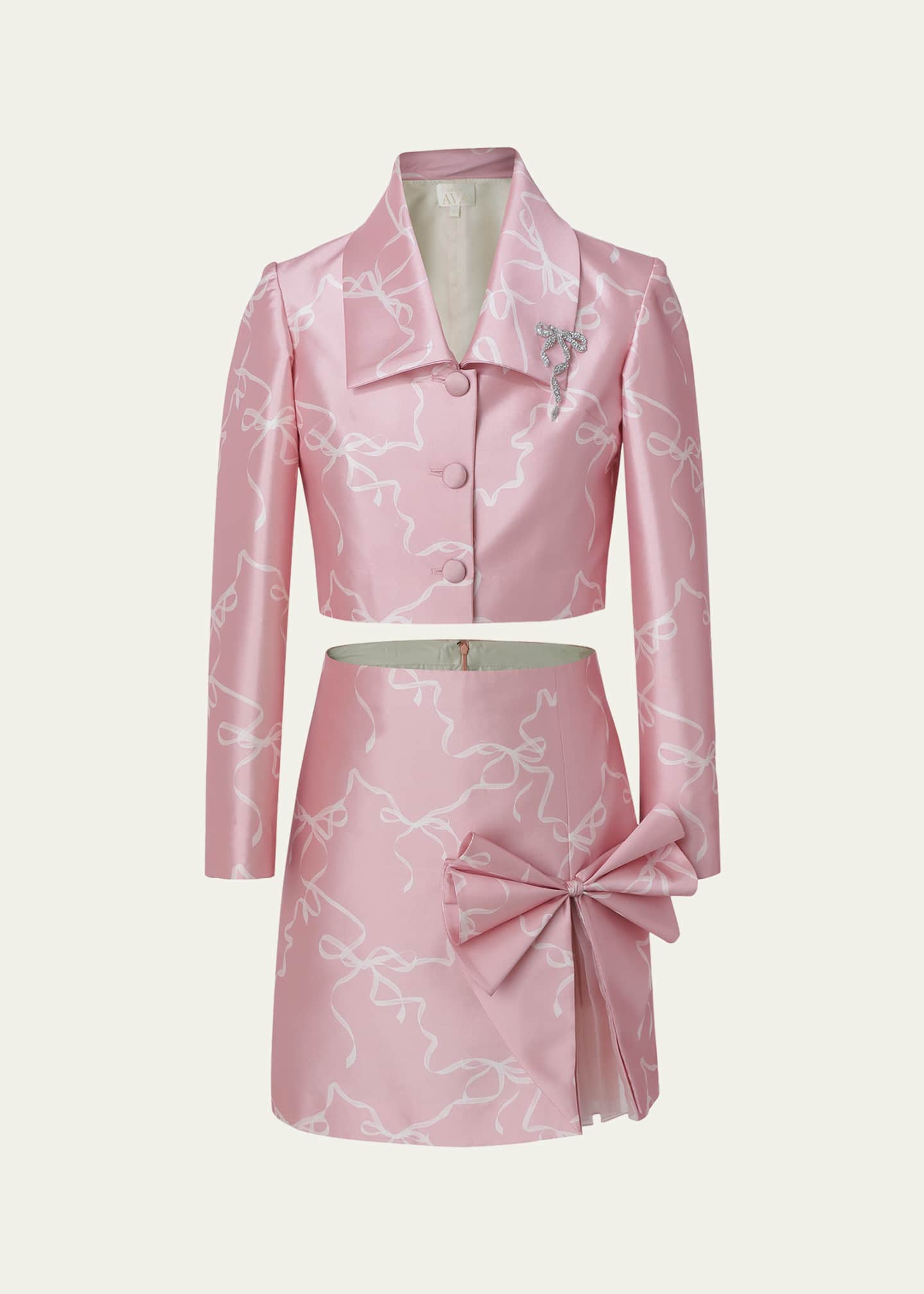Maison Ava Girl's Vivienne Embellished Bow Two-Piece Set, Size 12-14 Image 1 of 3
