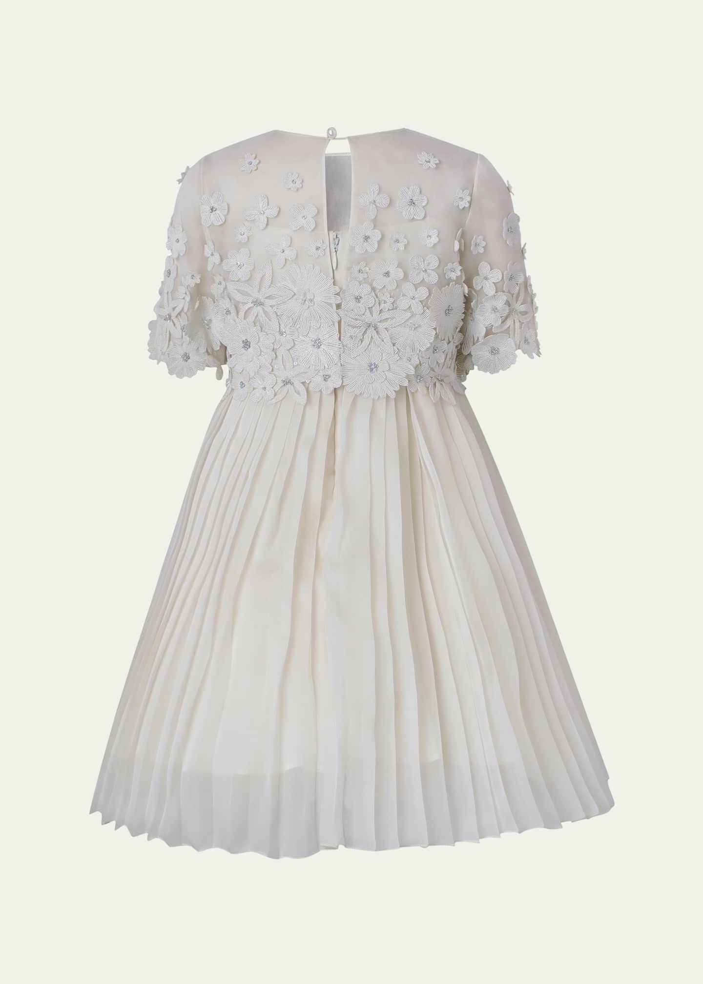 Maison Ava Girl's Leonie Pleated Floral Applique Mini Dress, Size 12-14 Image 2 of 3