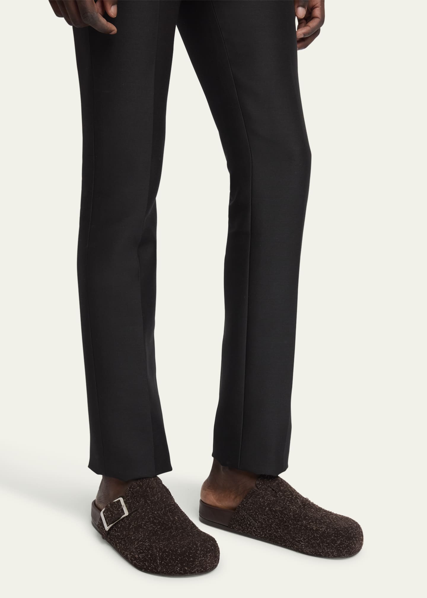 Loewe Men's Ease Buckle Brushed Suede Mules Image 2 of 5