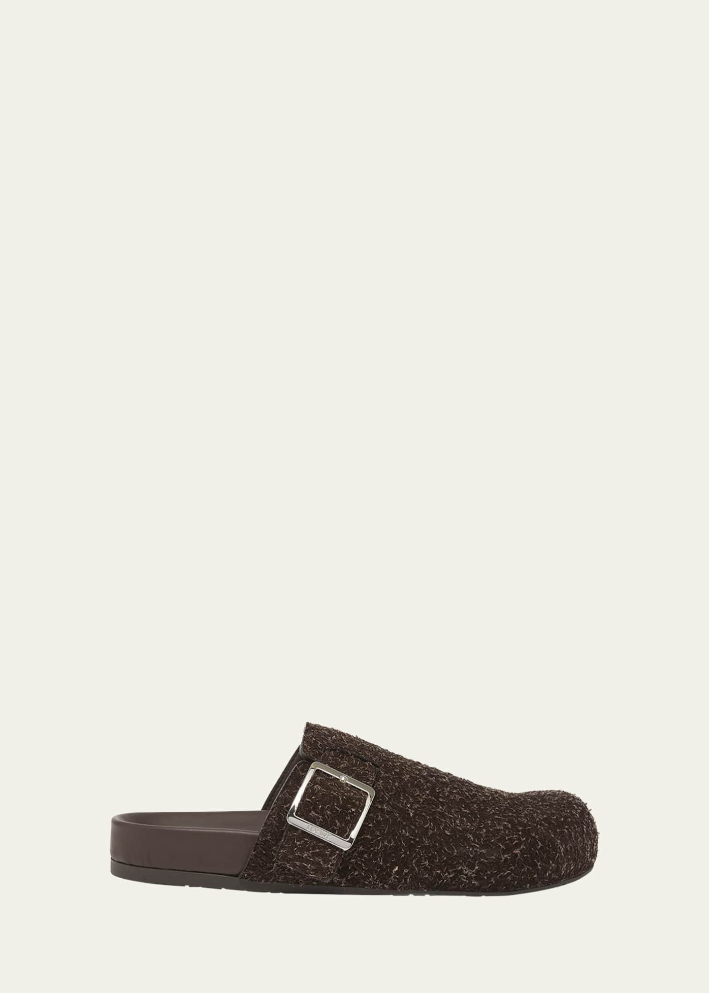 Loewe Men's Ease Buckle Brushed Suede Mules Image 1 of 5