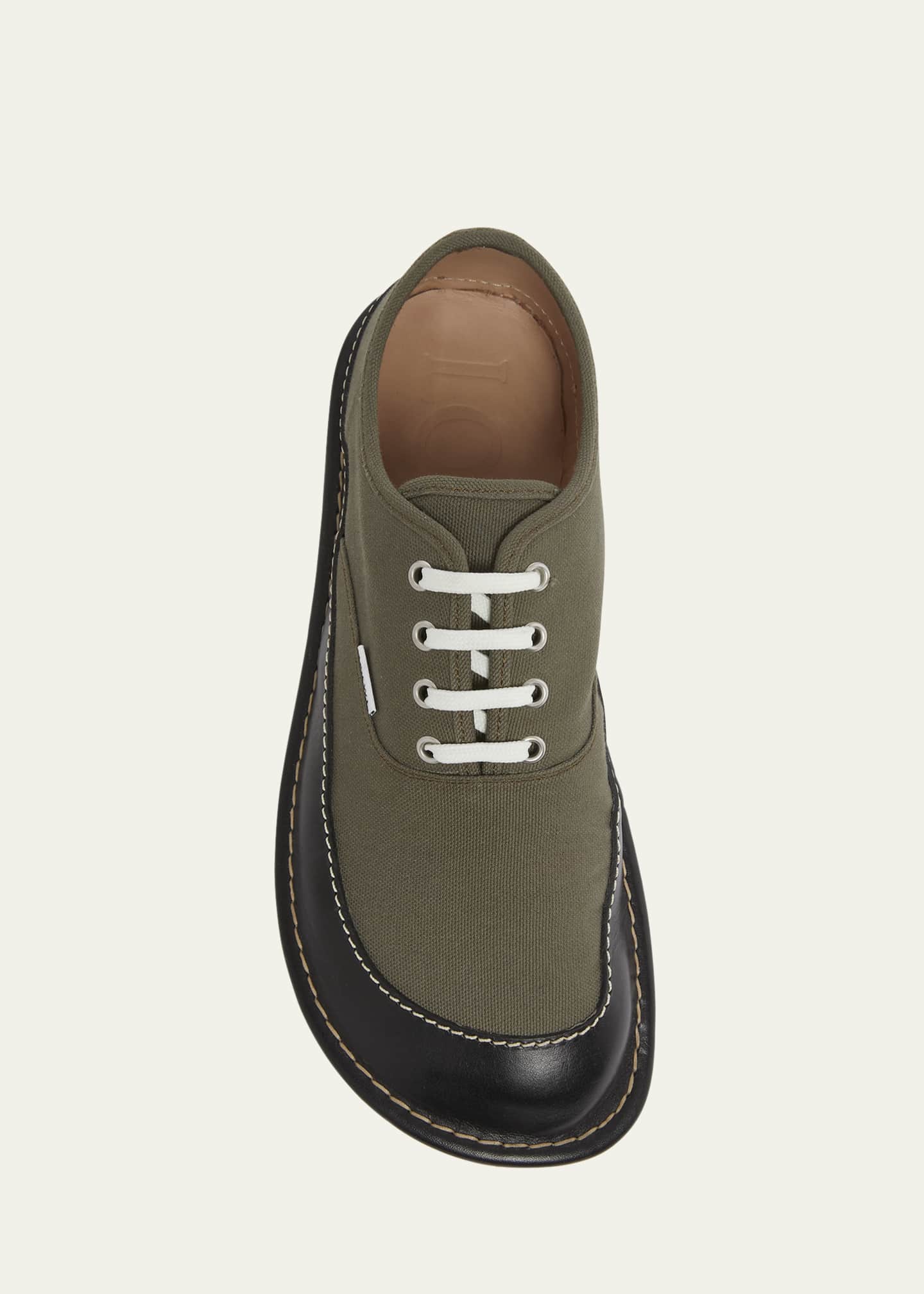 スニーカー LOEWE BEIGE CANVAS BAY SNEAKERS Bay lace-up in canvas and vegetable-tanned calfskin Beige