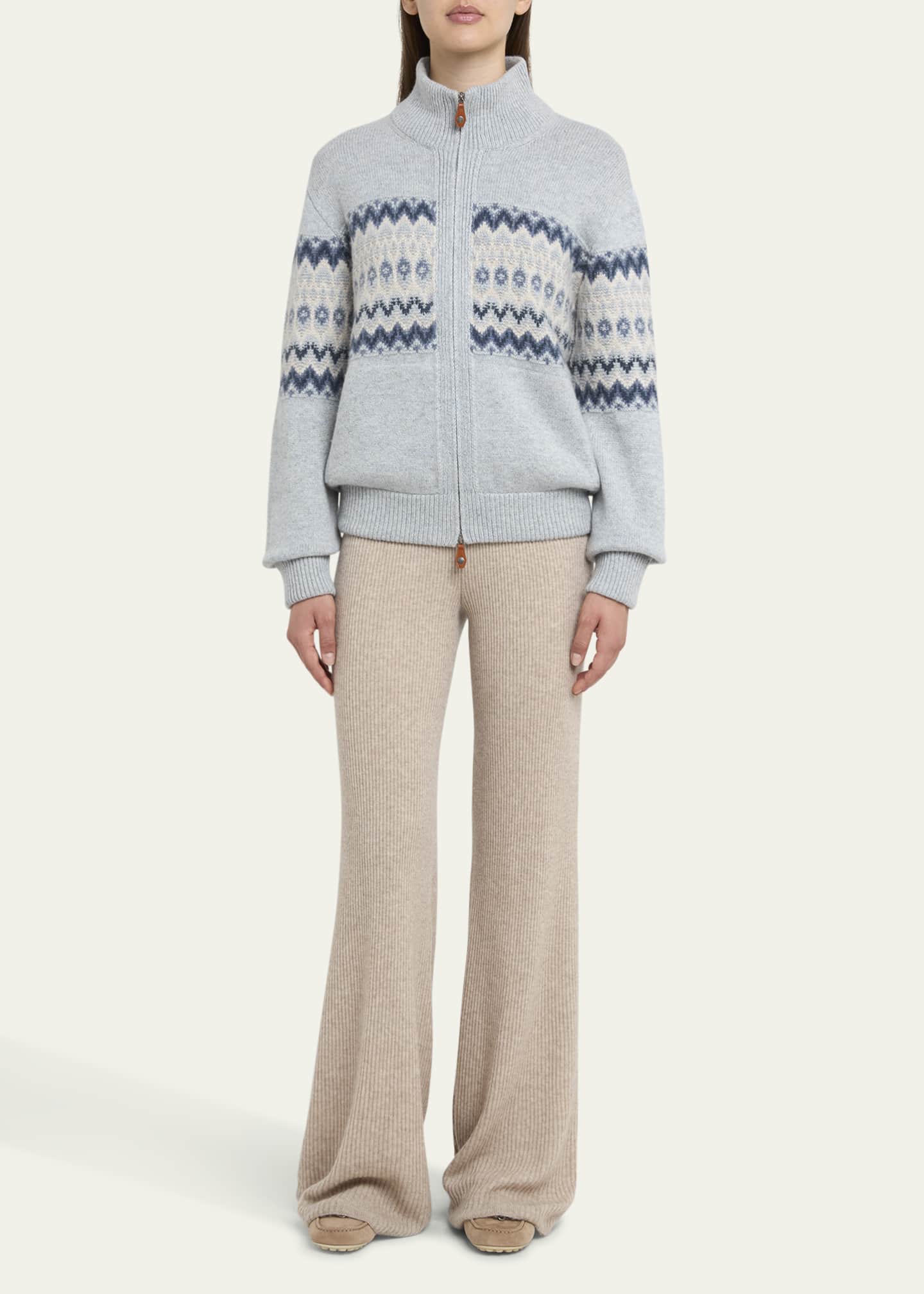 Loro Piana Alpe Pile Cashmere GG 5 Bomber Sweater Image 2 of 5