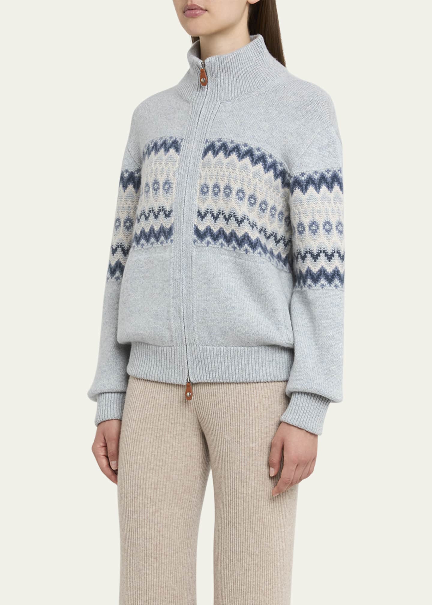Loro Piana Alpe Pile Cashmere GG 5 Bomber Sweater Image 4 of 5