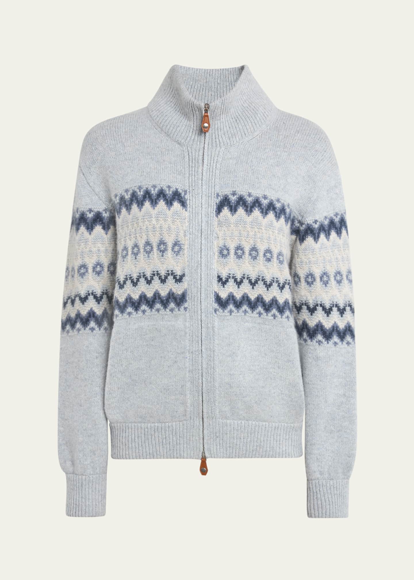 Loro Piana Alpe Pile Cashmere GG 5 Bomber Sweater Image 1 of 5