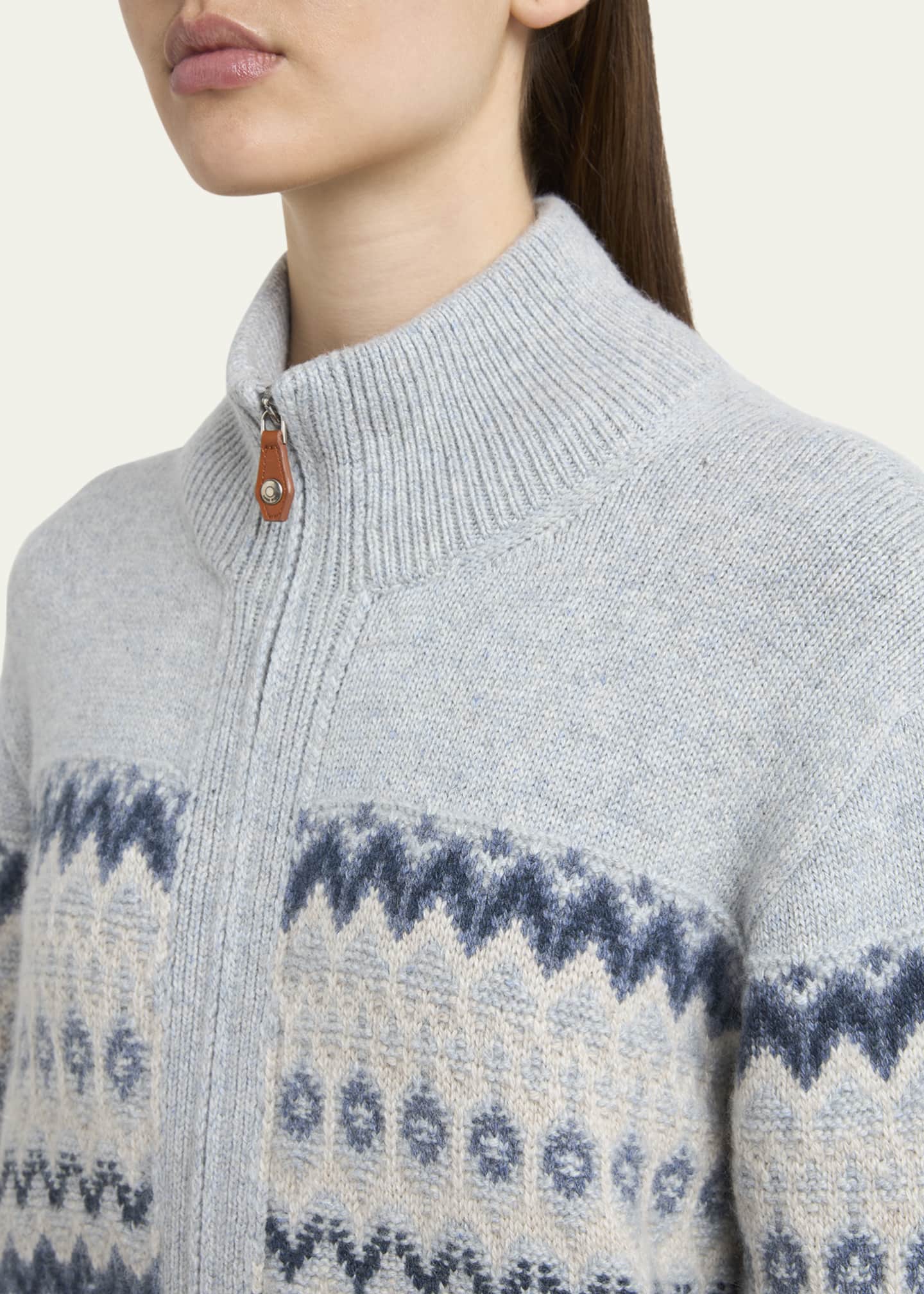 Loro Piana Alpe Pile Cashmere GG 5 Bomber Sweater Image 5 of 5