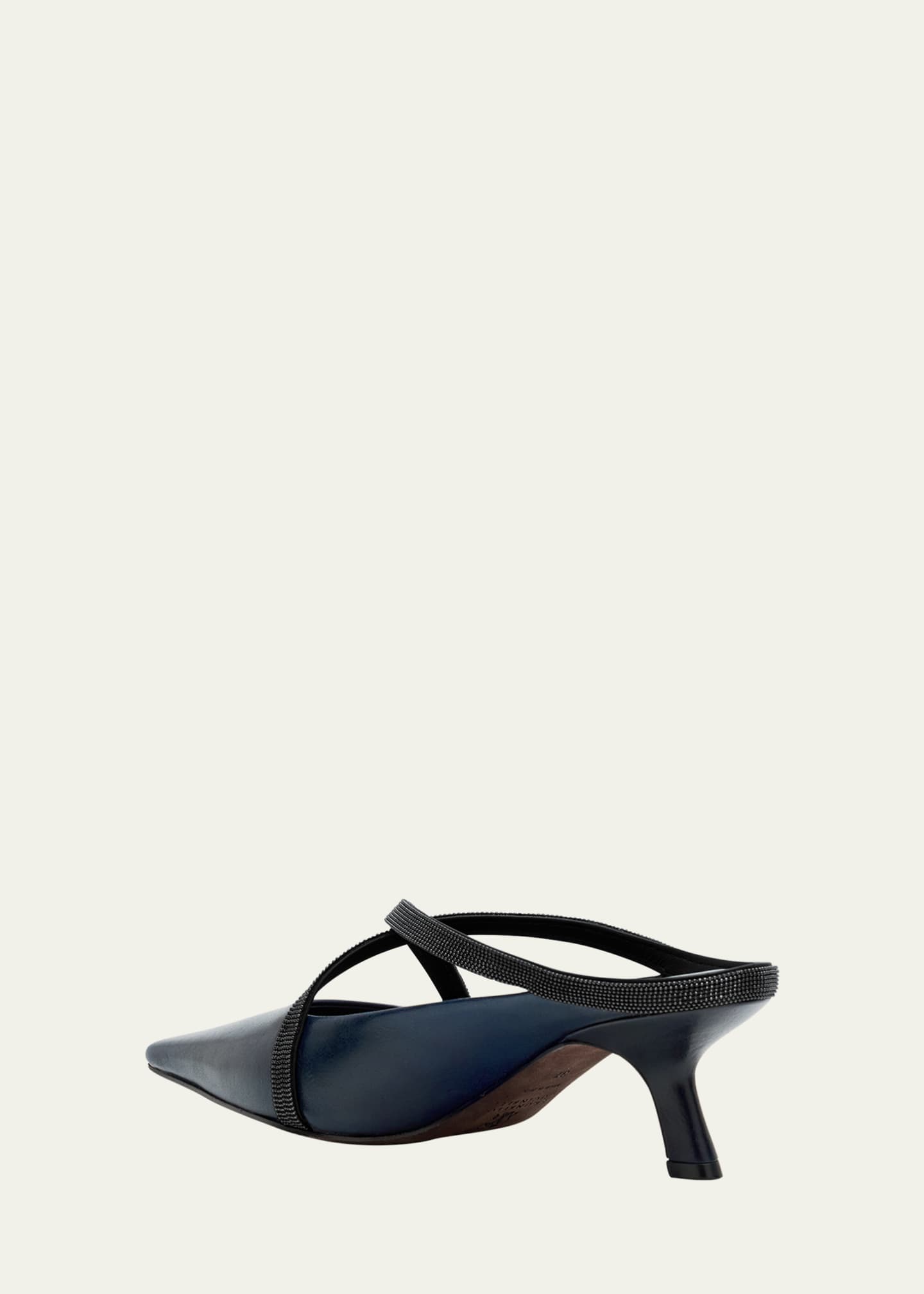 Brunello Cucinelli Leather Monili Crisscross Mule Pumps Image 2 of 4