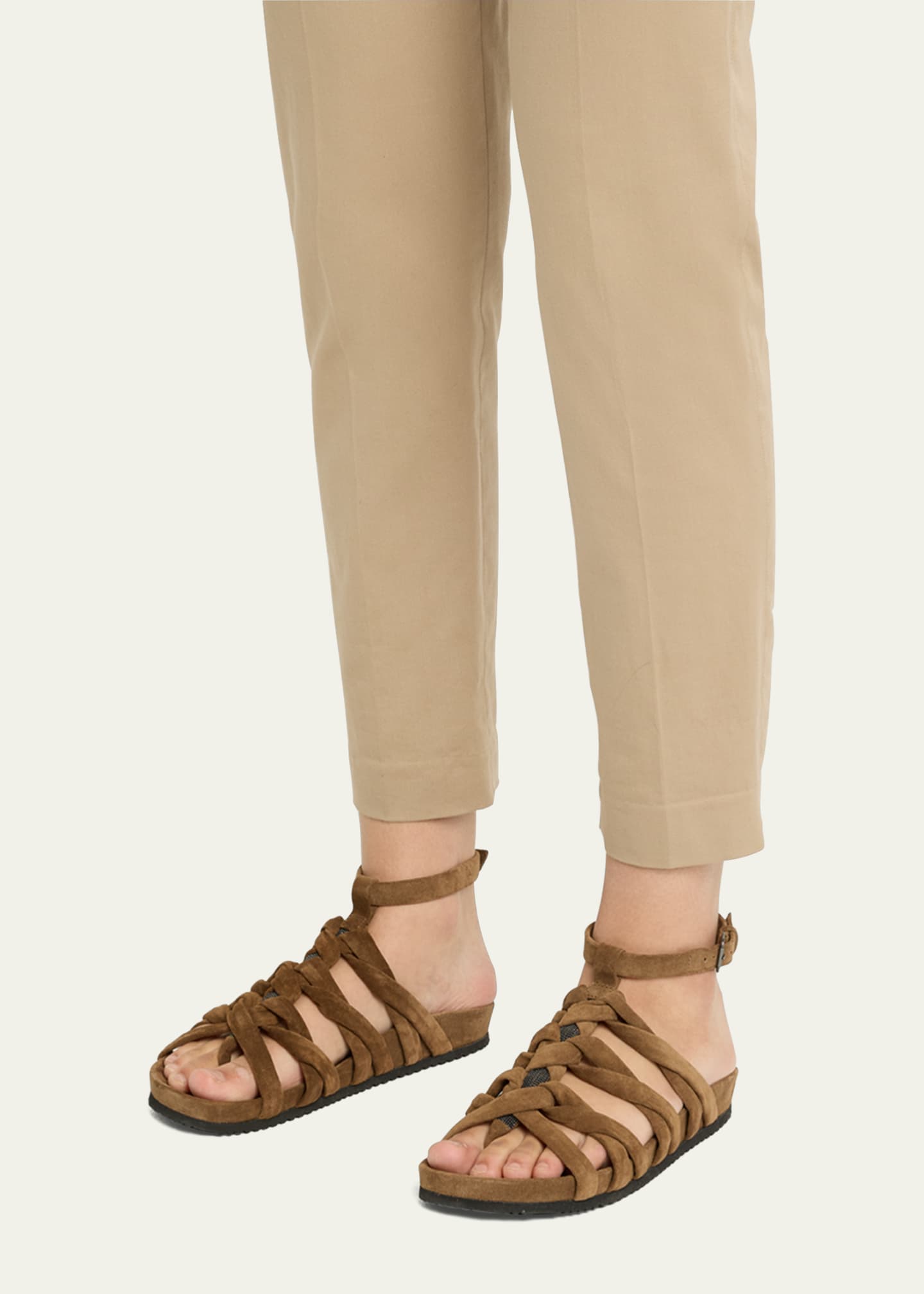 Brunello Cucinelli Suede Monili Gladiator Sandals Image 2 of 6