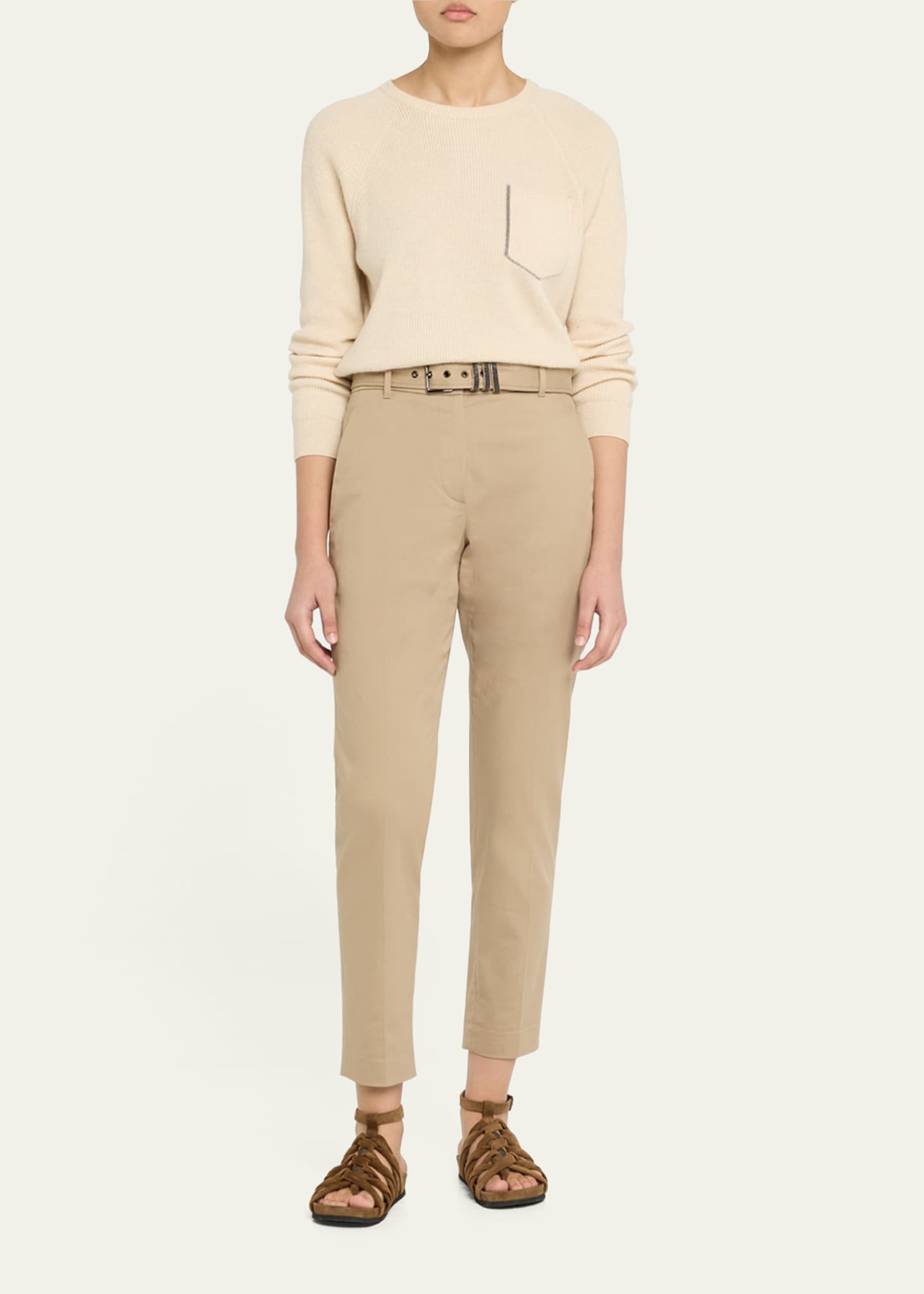 Brunello Cucinelli Suede Monili Gladiator Sandals Image 3 of 6
