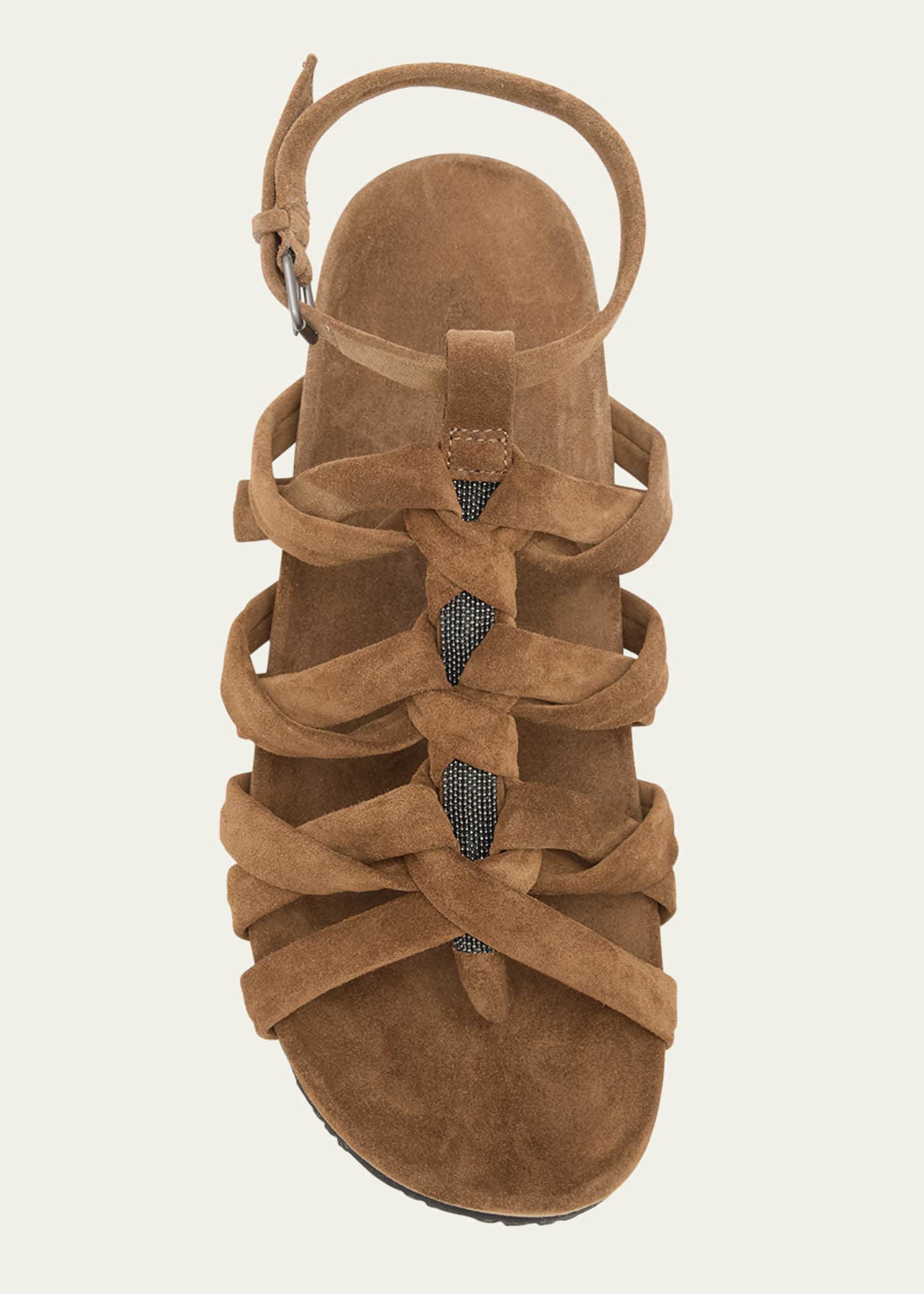 Brunello Cucinelli Suede Monili Gladiator Sandals Image 6 of 6
