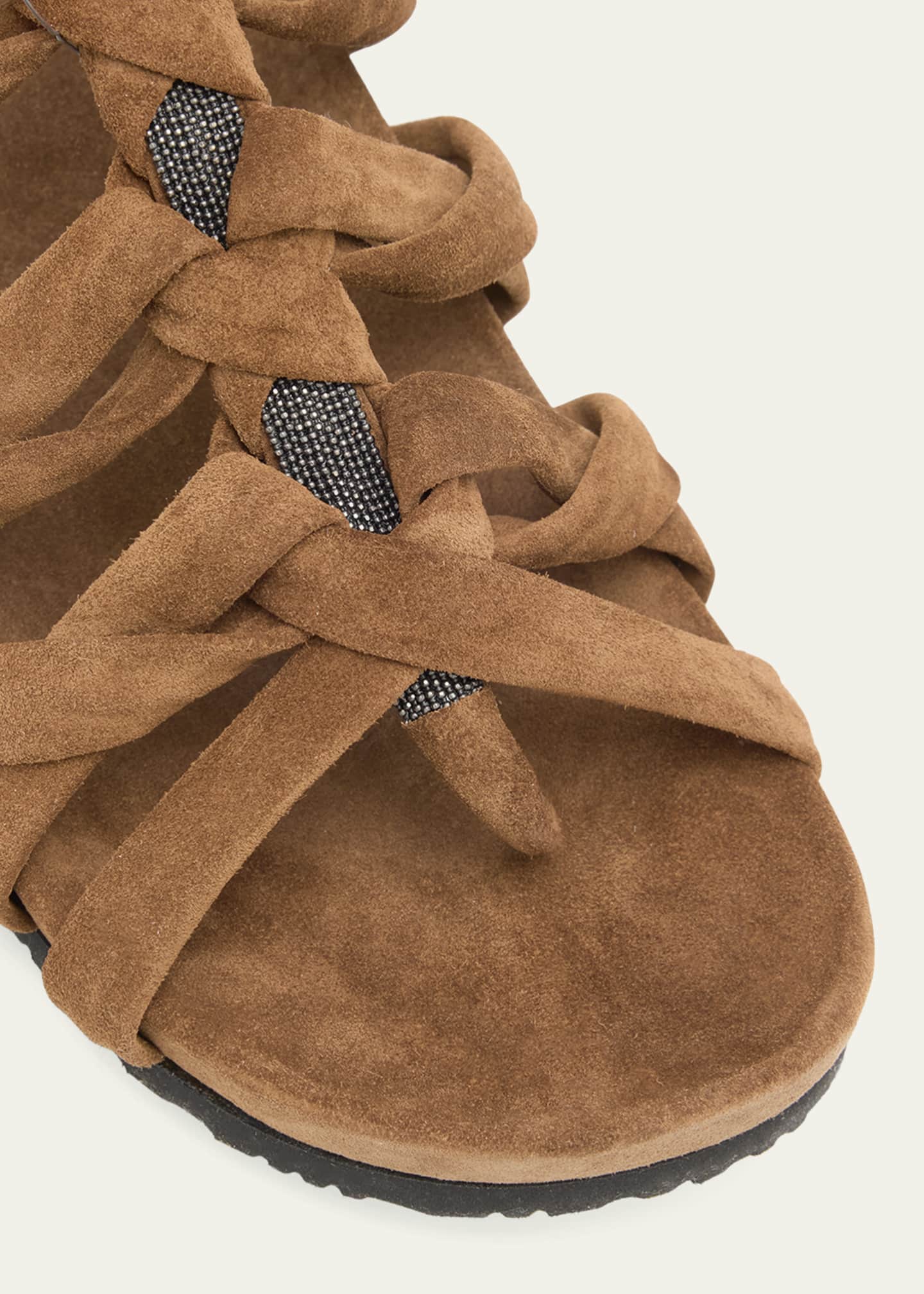Brunello Cucinelli Suede Monili Gladiator Sandals Image 5 of 6