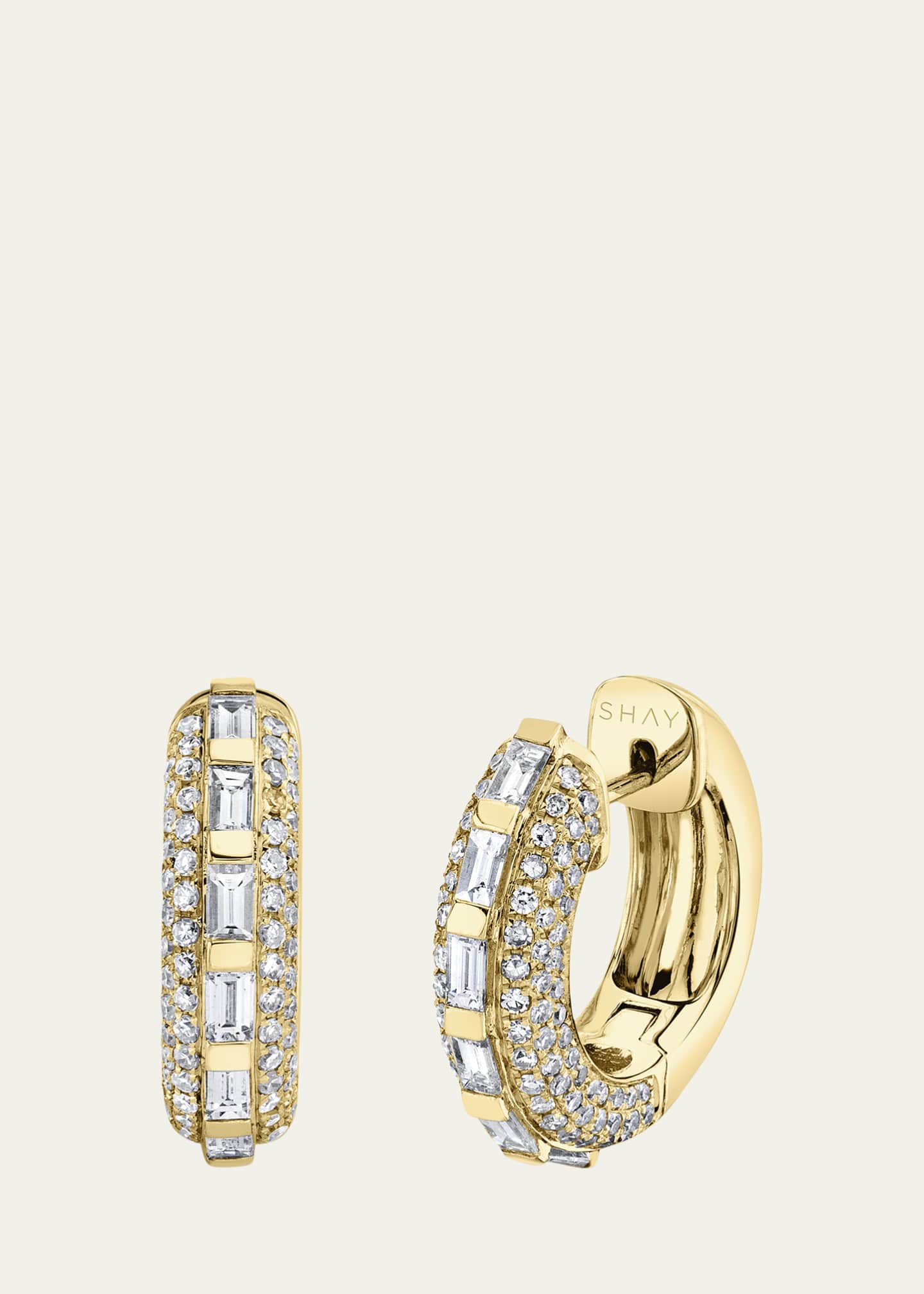 SHAY 18K Gold Mixed Diamond Huggie Earrings