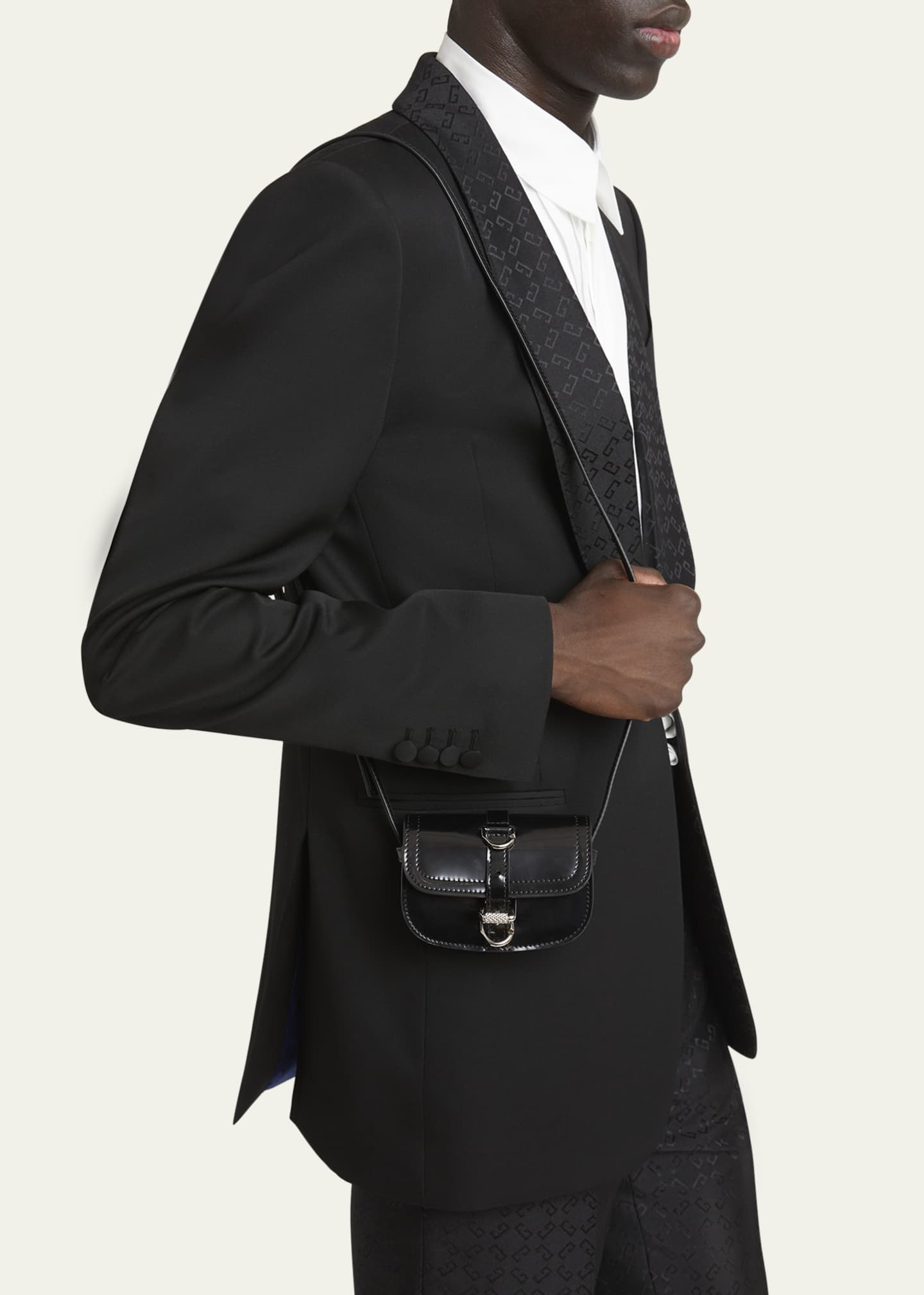 Givenchy Men's Voyou Neck Crossbody Bag in Shiny Leather Image 2 of 5