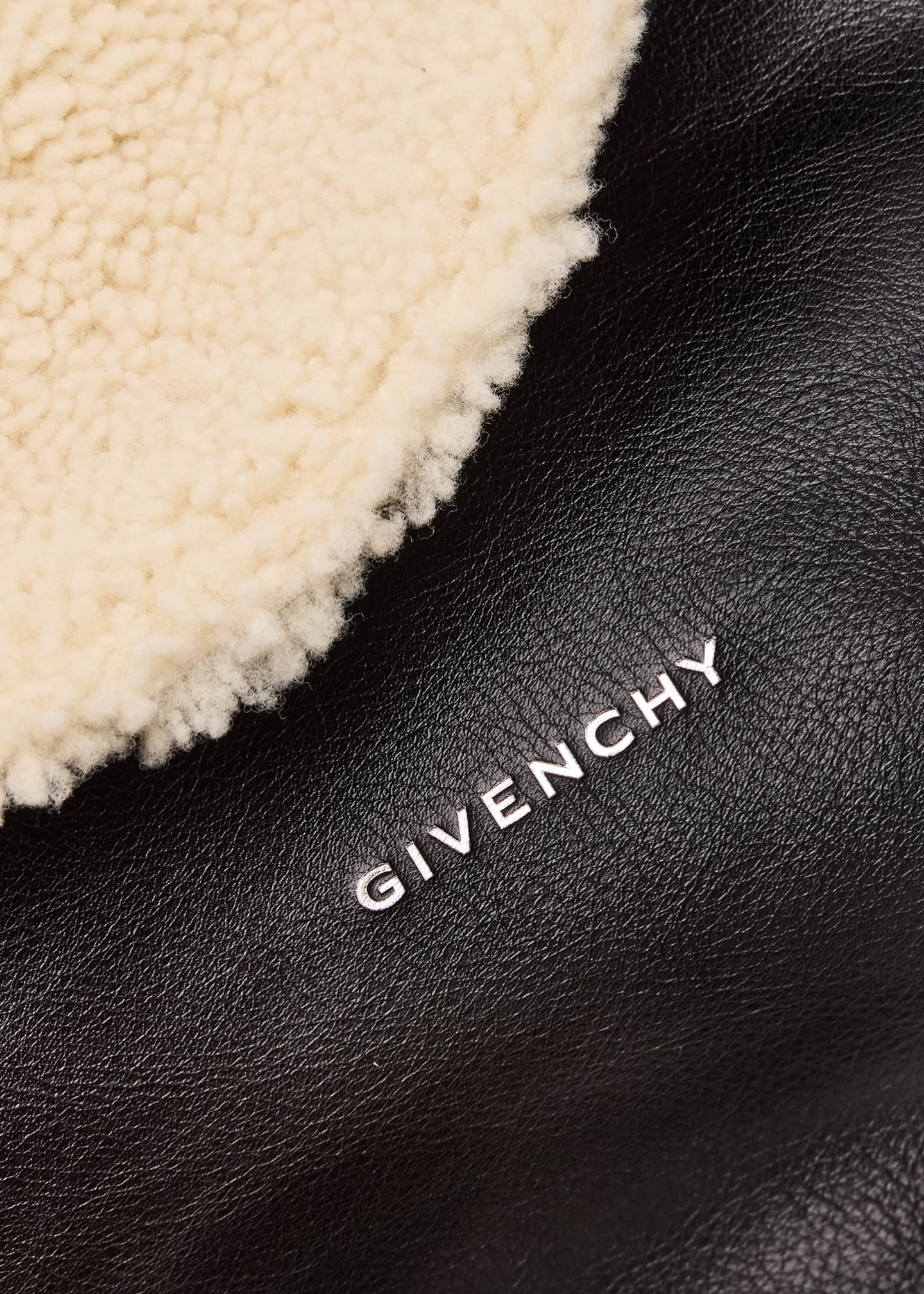 Givenchy Men's Voyou Large Leather Shearling-Lined Shoulder Bag Image 6 of 6