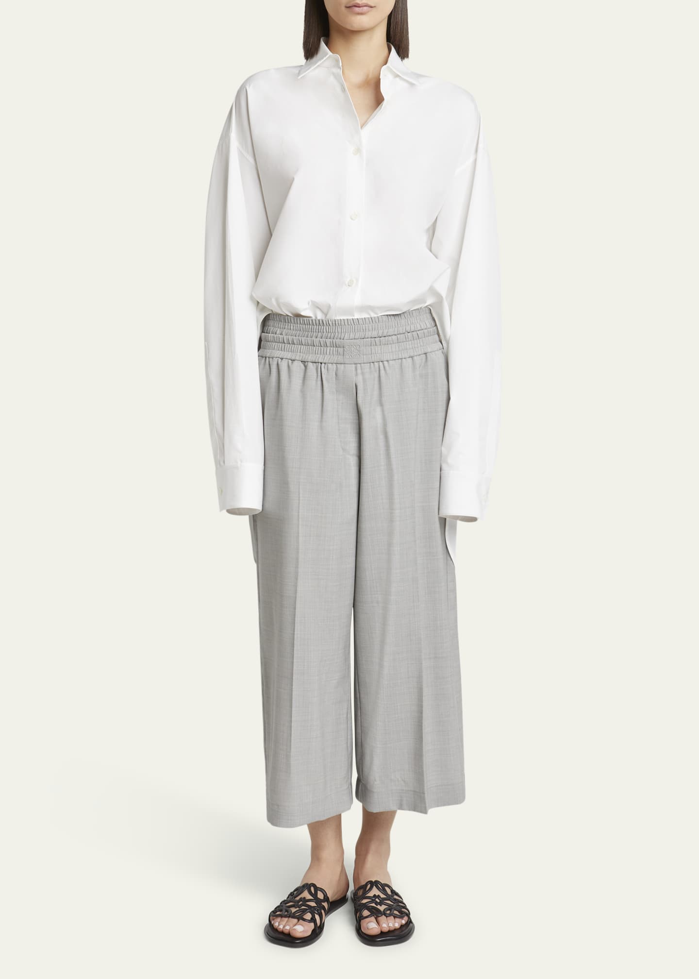 Loewe Cropped Wide Leg Wool Trousers Image 2 of 5