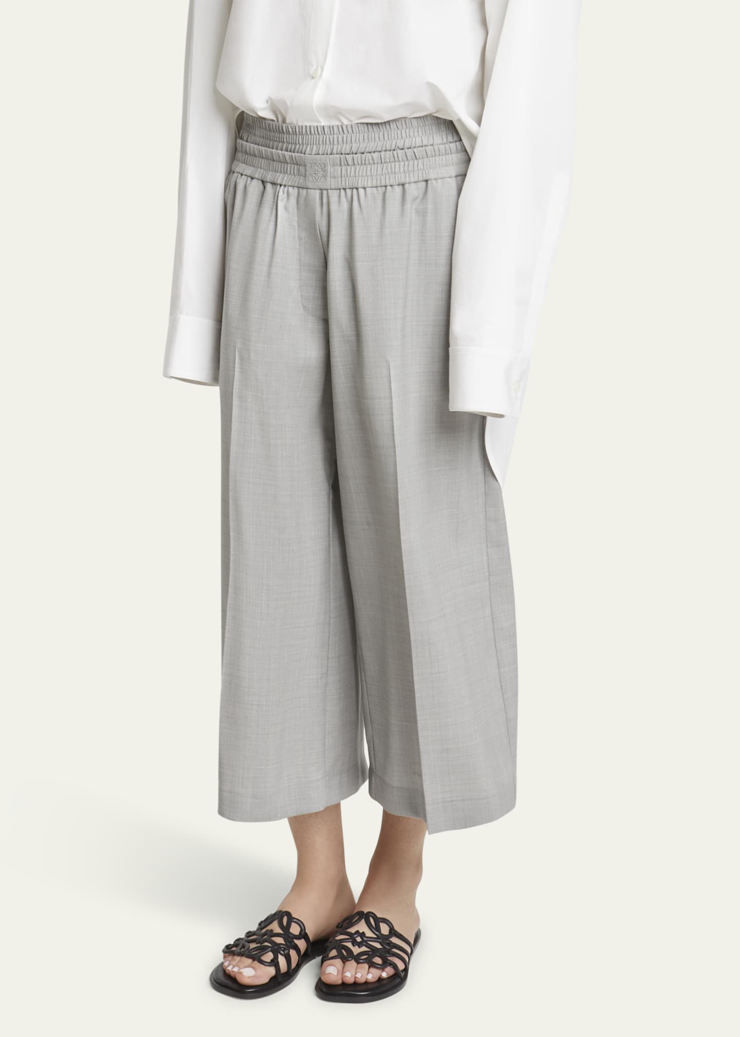 Loewe Cropped Wide Leg Wool Trousers Image 4 of 5