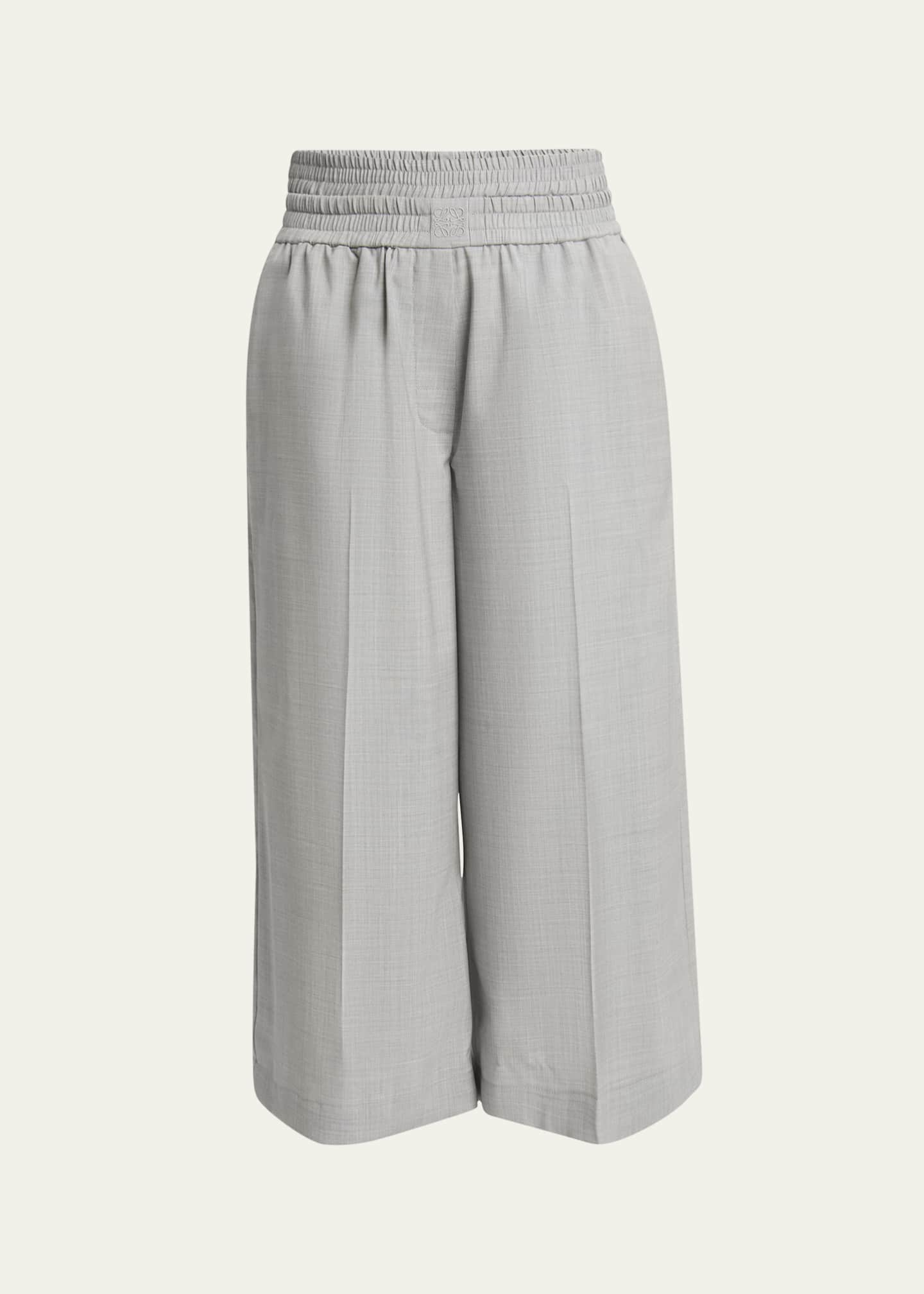 Loewe Cropped Wide Leg Wool Trousers Image 1 of 5