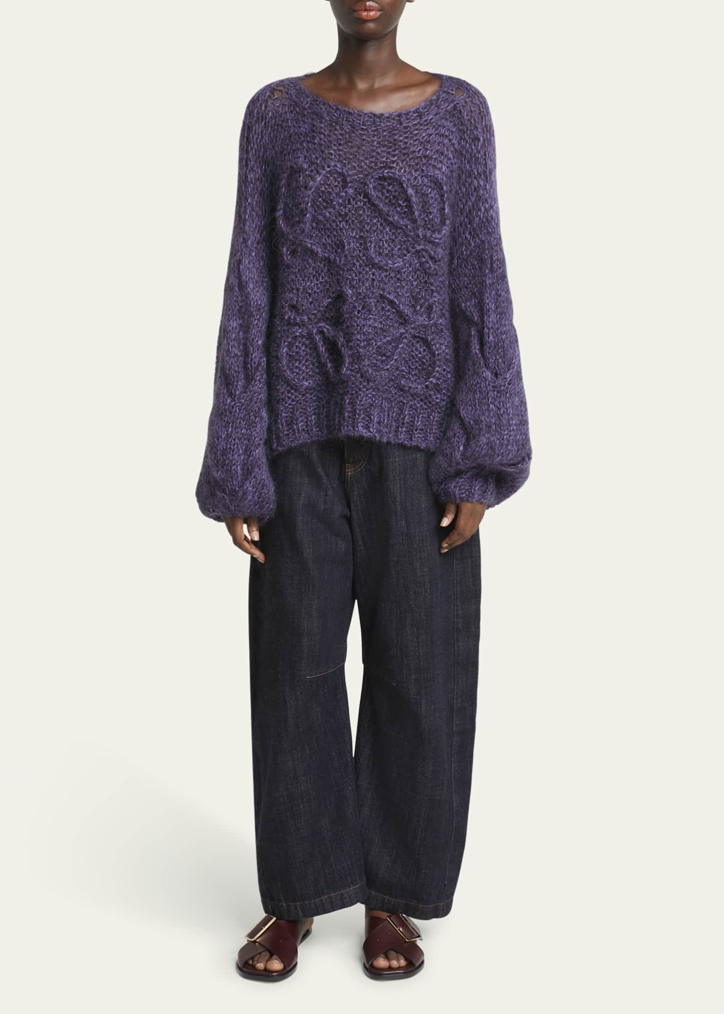 Loewe Open Knit Anagram Mohair Wool Sweater Image 2 of 5