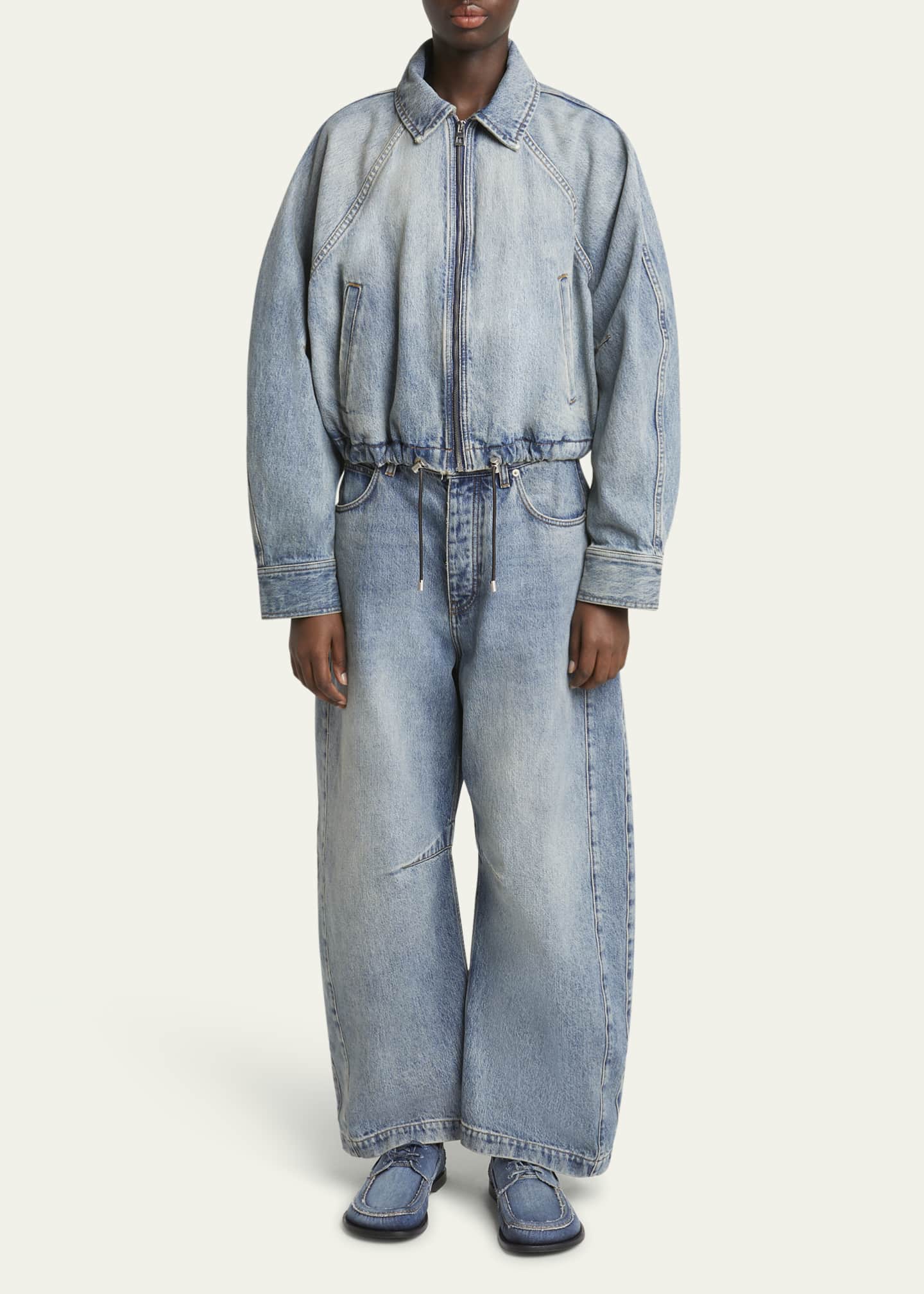Loewe Balloon Zip-Up Drawstring Denim Jacket Image 2 of 5