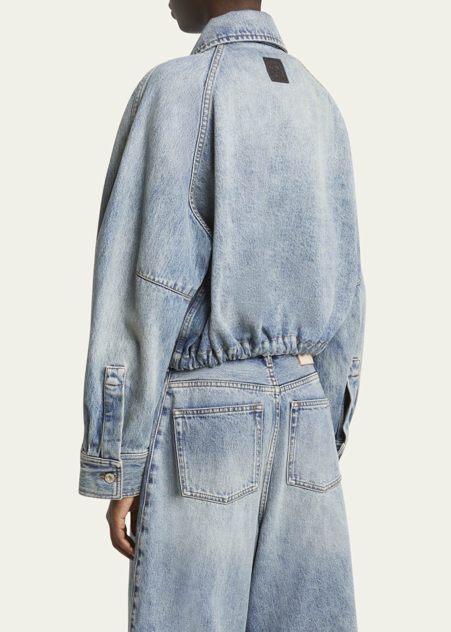 Loewe Balloon Zip-Up Drawstring Denim Jacket Image 3 of 5