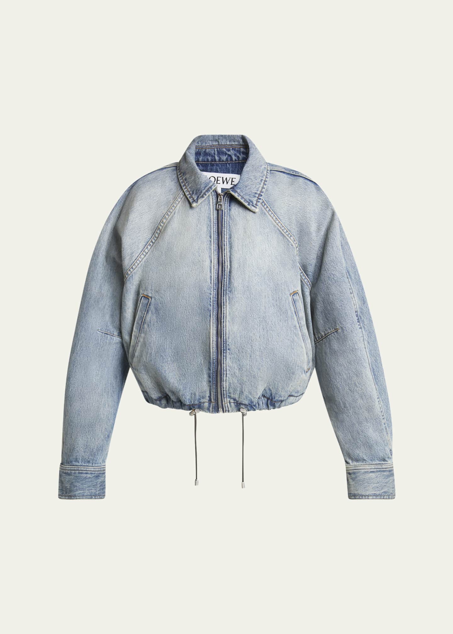 Loewe Balloon Zip-Up Drawstring Denim Jacket Image 1 of 5