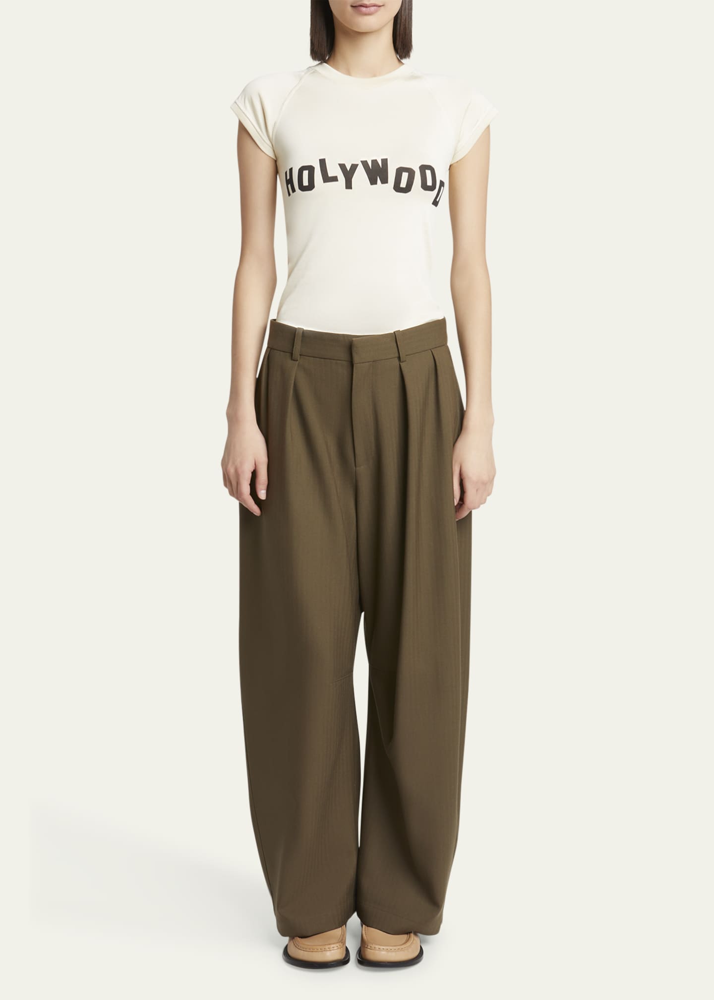 Loewe Barrel Leg Pleated Wool Trousers Image 2 of 5