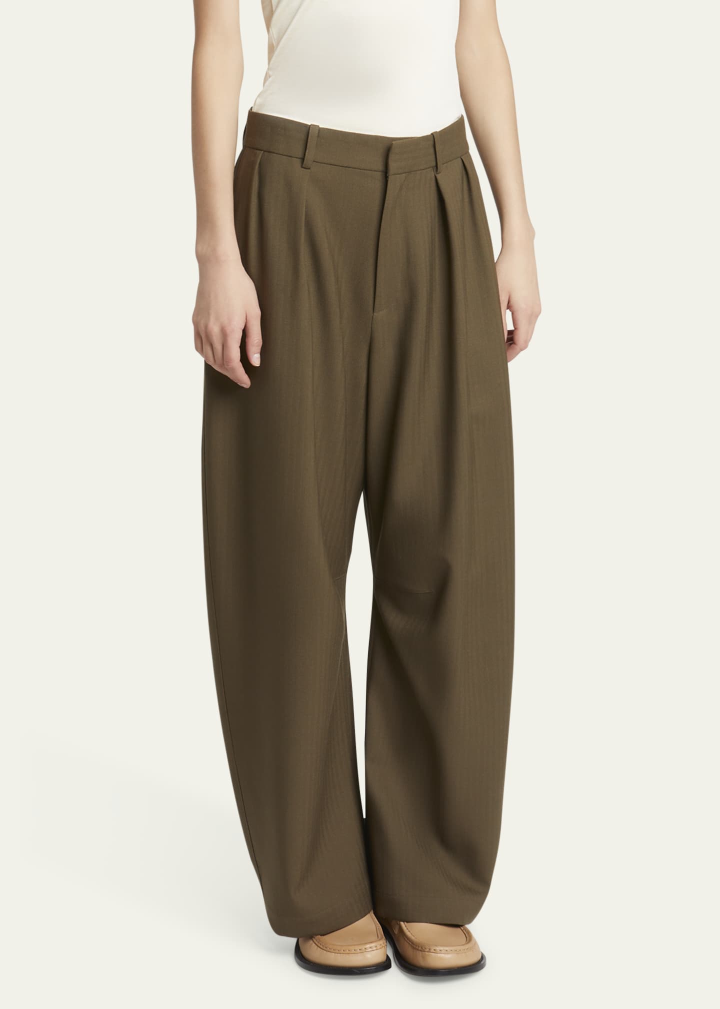 Loewe Barrel Leg Pleated Wool Trousers Image 4 of 5