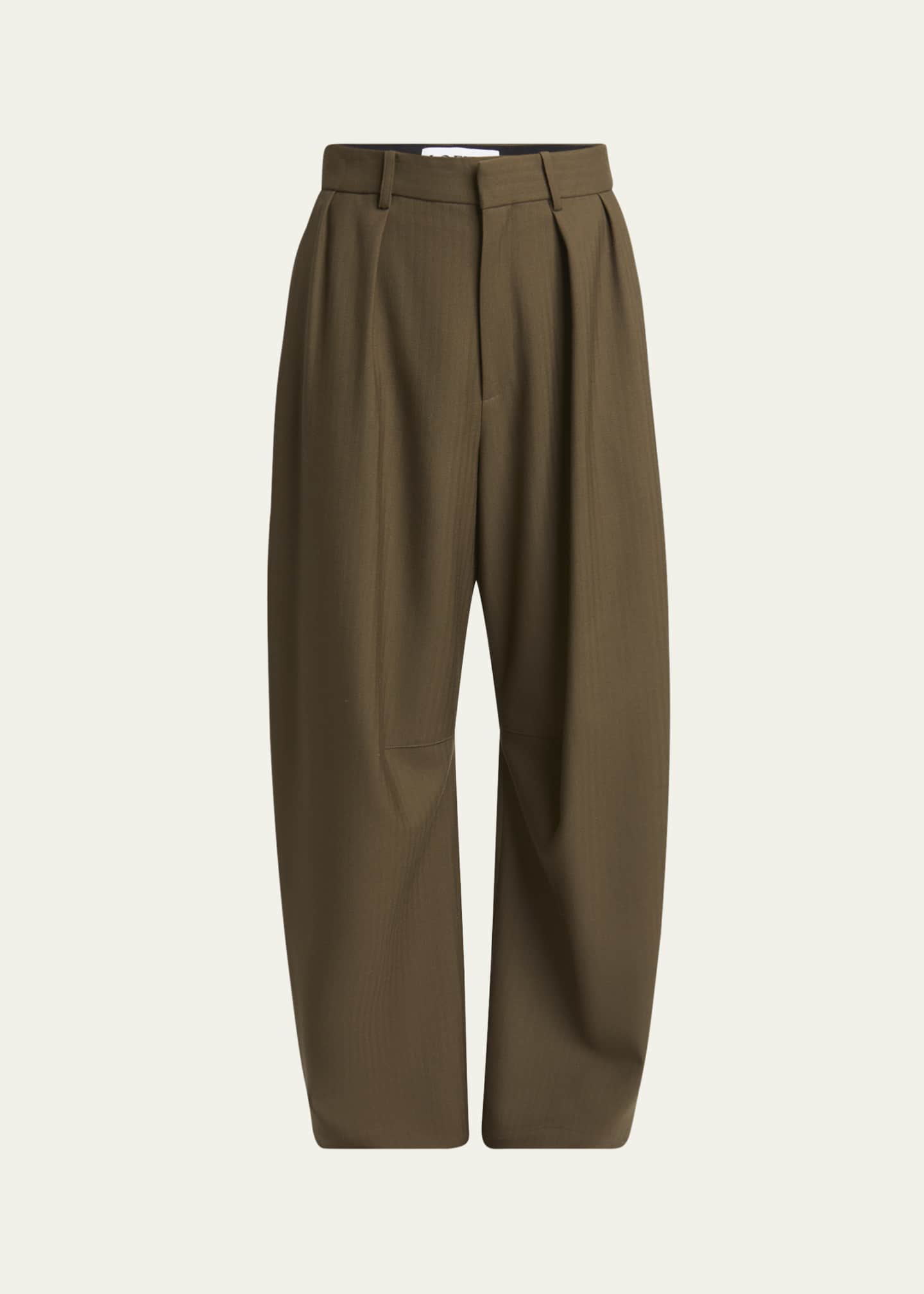 Loewe Barrel Leg Pleated Wool Trousers Image 1 of 5