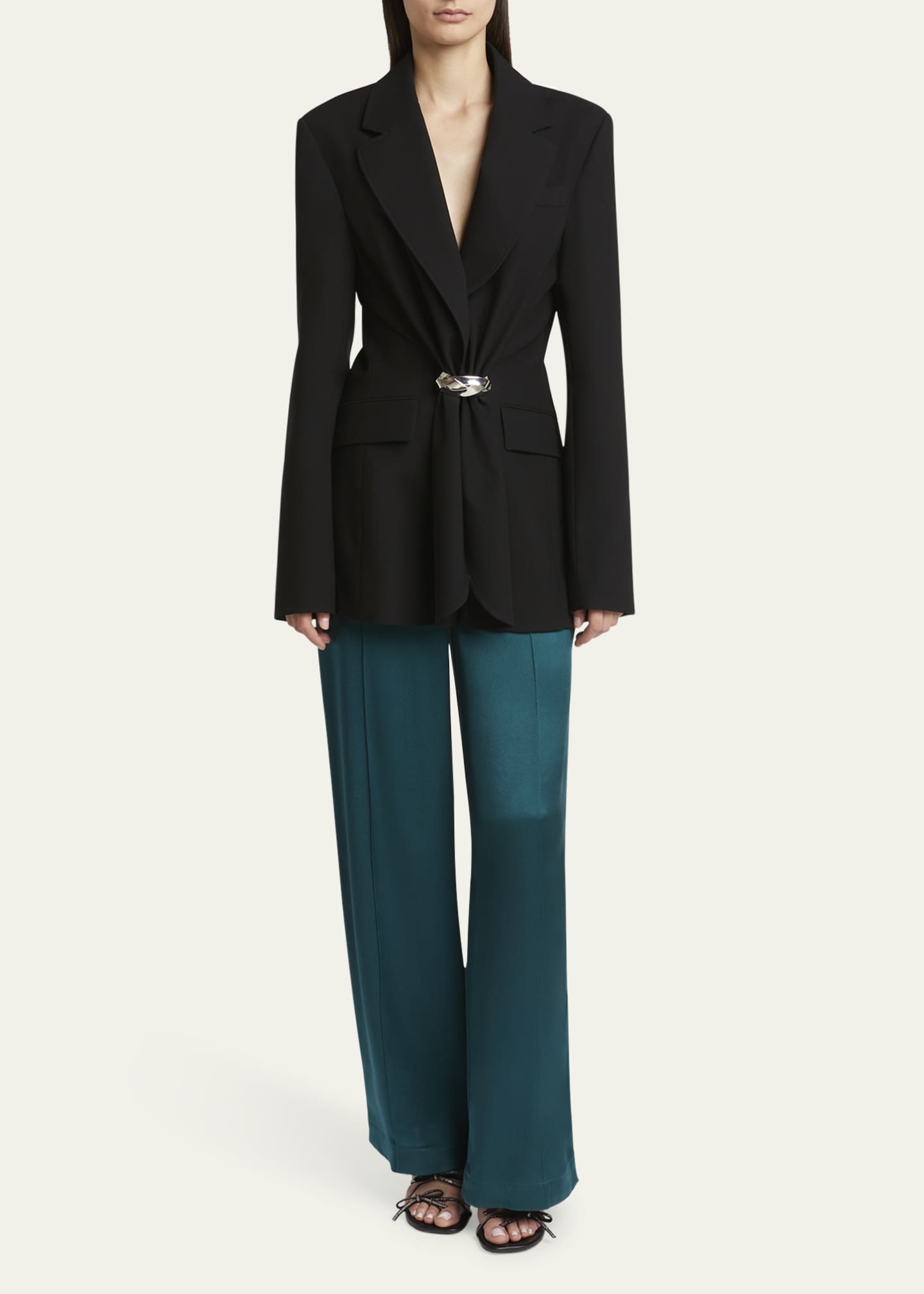 Loewe Belted Ruched Wool Blazer Image 2 of 5