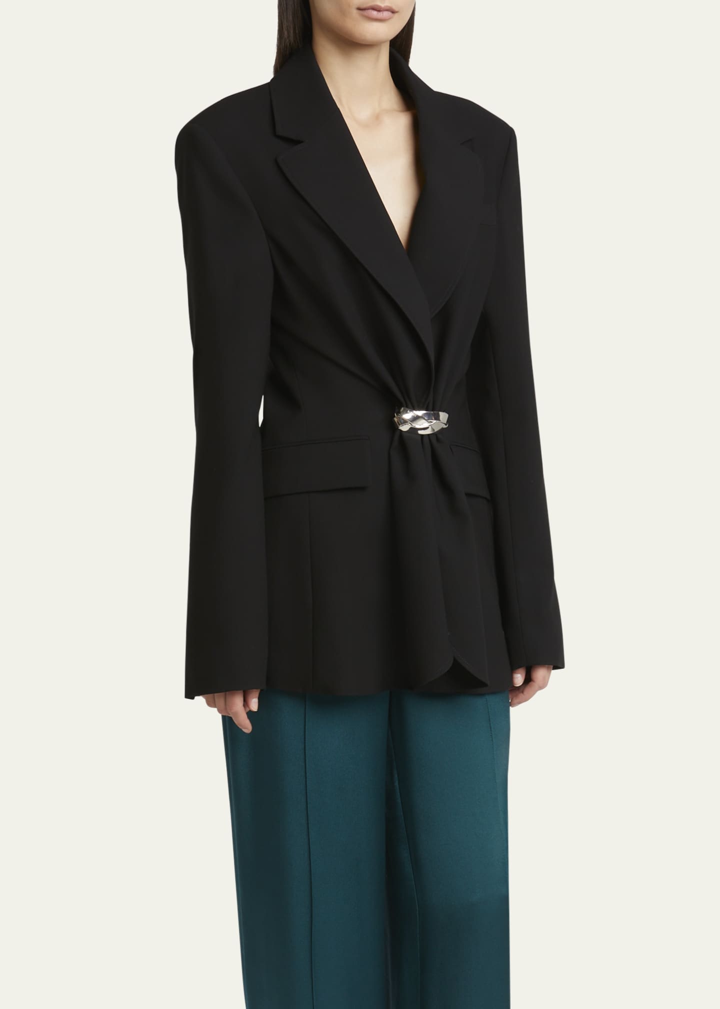 Loewe Belted Ruched Wool Blazer Image 4 of 5